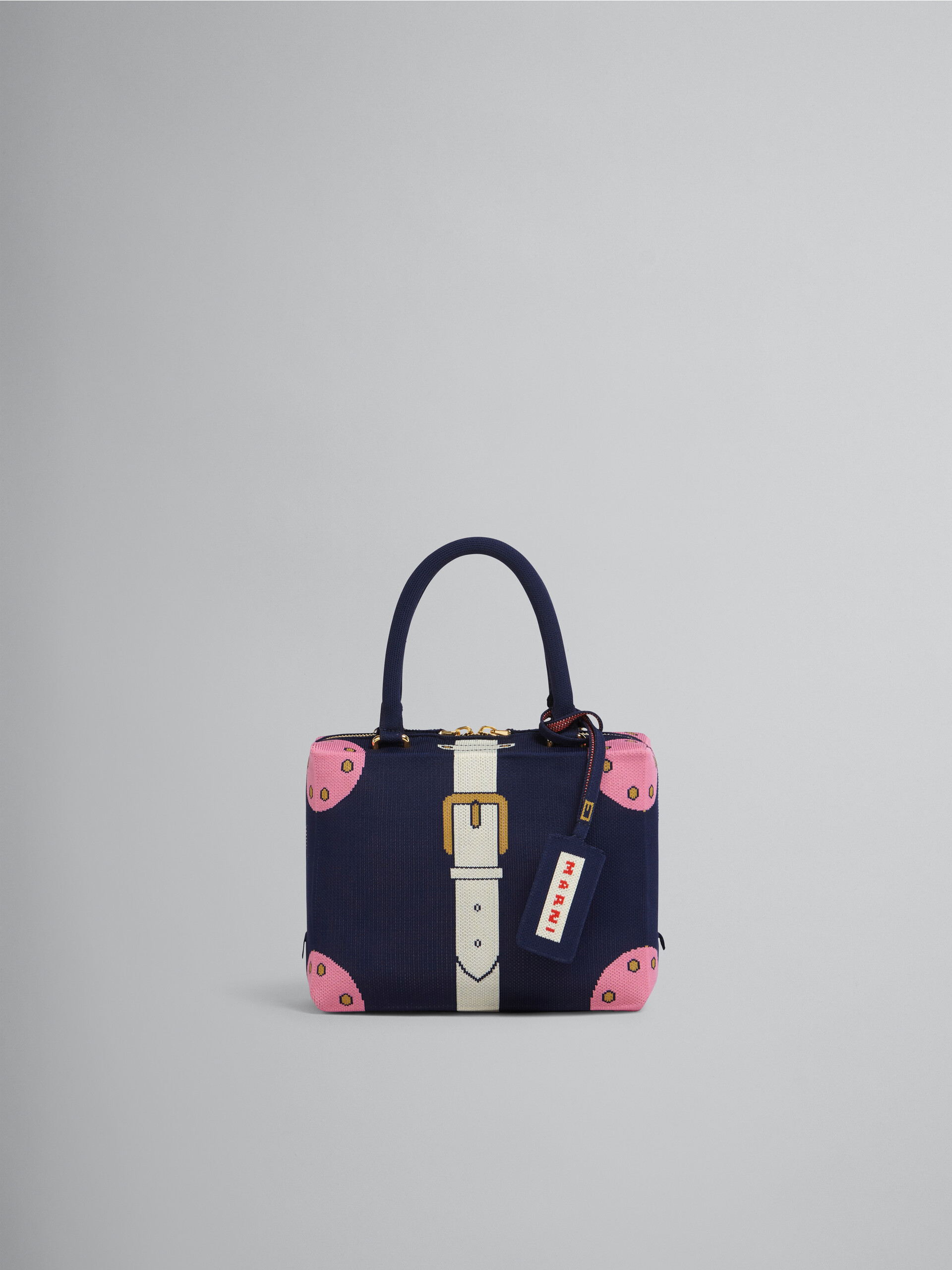 CUBIC bag in blue trompe-l'œil jacquard - Handbag - Image 1