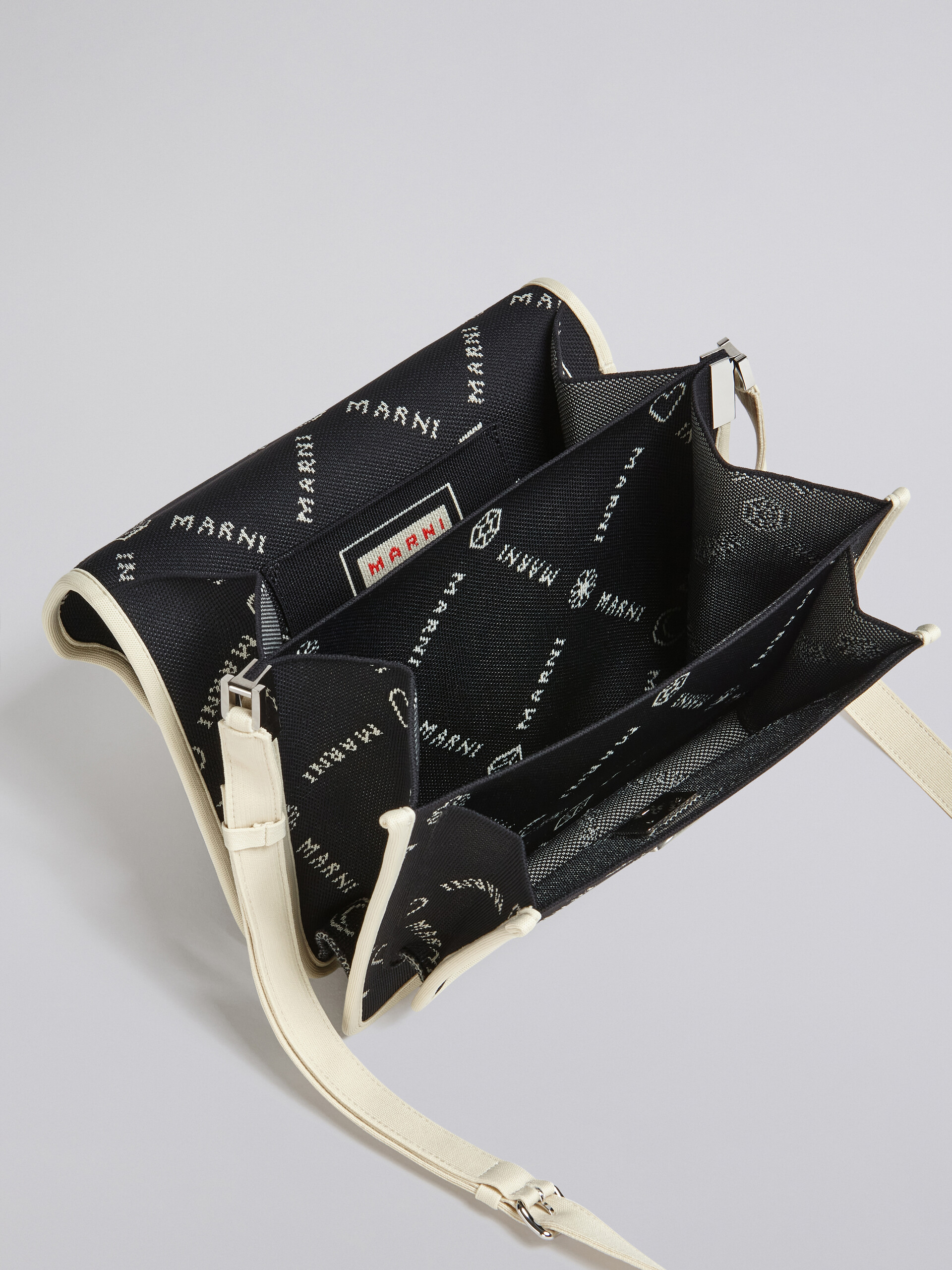 TRUNK SOFT large bag in black Marnigram jacquard - Shoulder Bags - Image 3