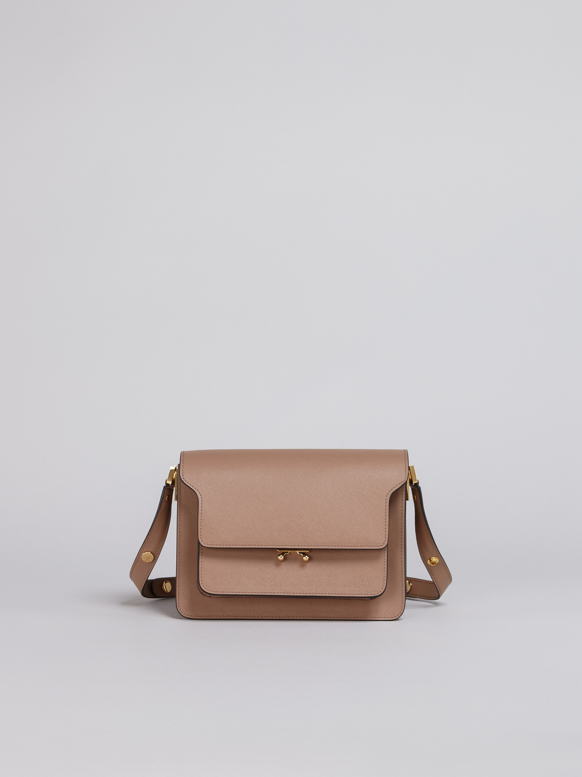 TRUNK medium bag in grey saffiano leather - Shoulder Bags - Image 1