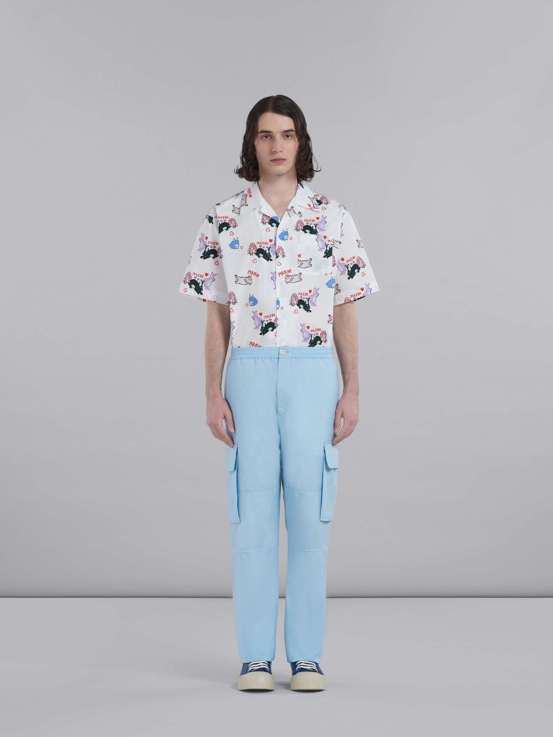 Light blue tropical wool cargo pants - Pants - Image 2