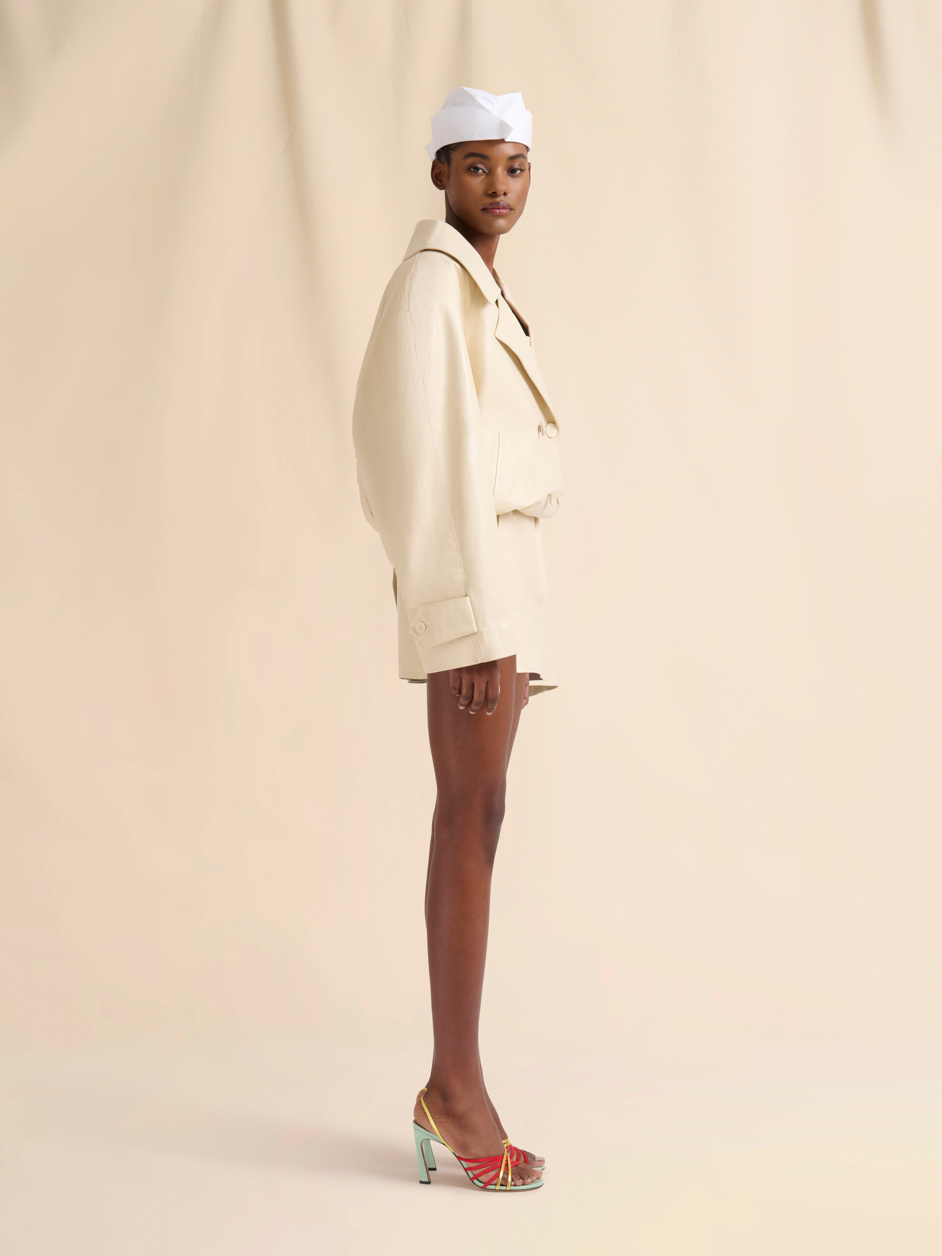 Cream leather oversized jacket - Jackets - Image 6
