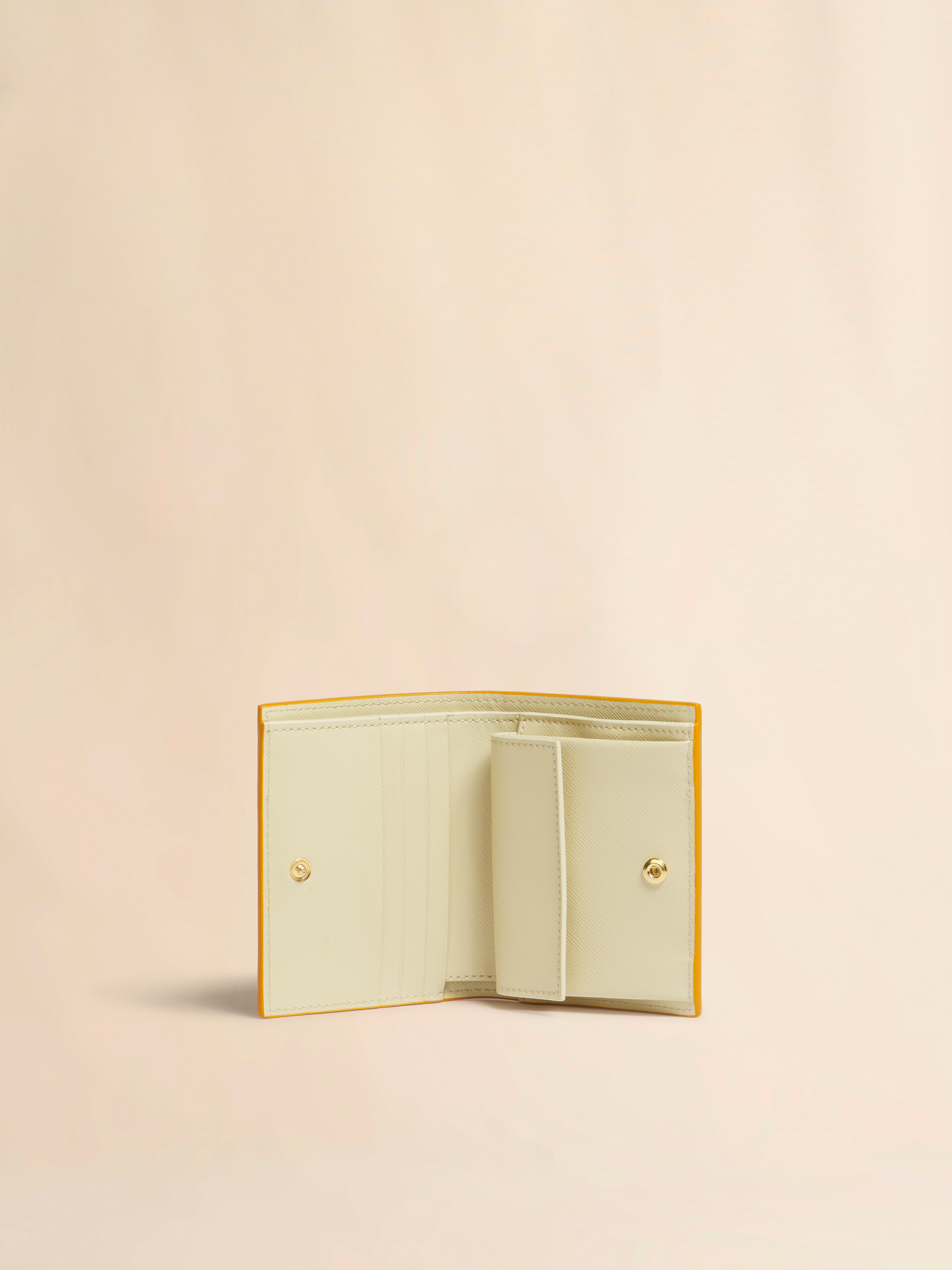 オレンジ、クリーム＆ブルー サフィアーノレザー製二つ折りウォレット - 財布 - Image 2