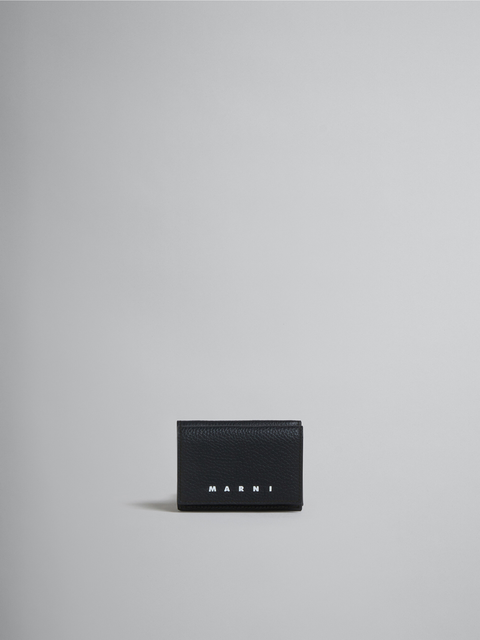 ブラック レザー製三つ折りウォレット - 財布 - Image 1