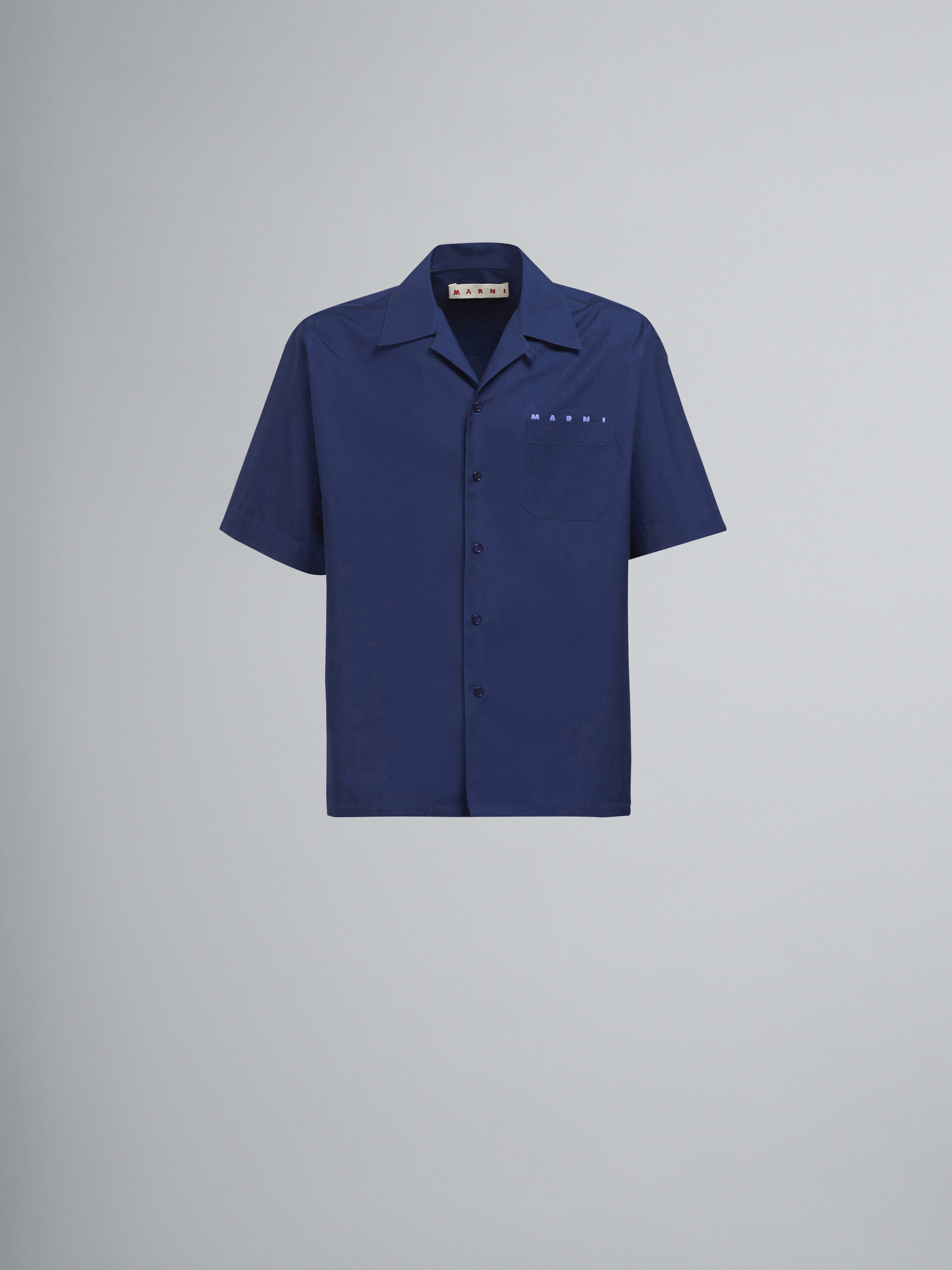 Blue poplin logo bowling shirt - Shirts - Image 1