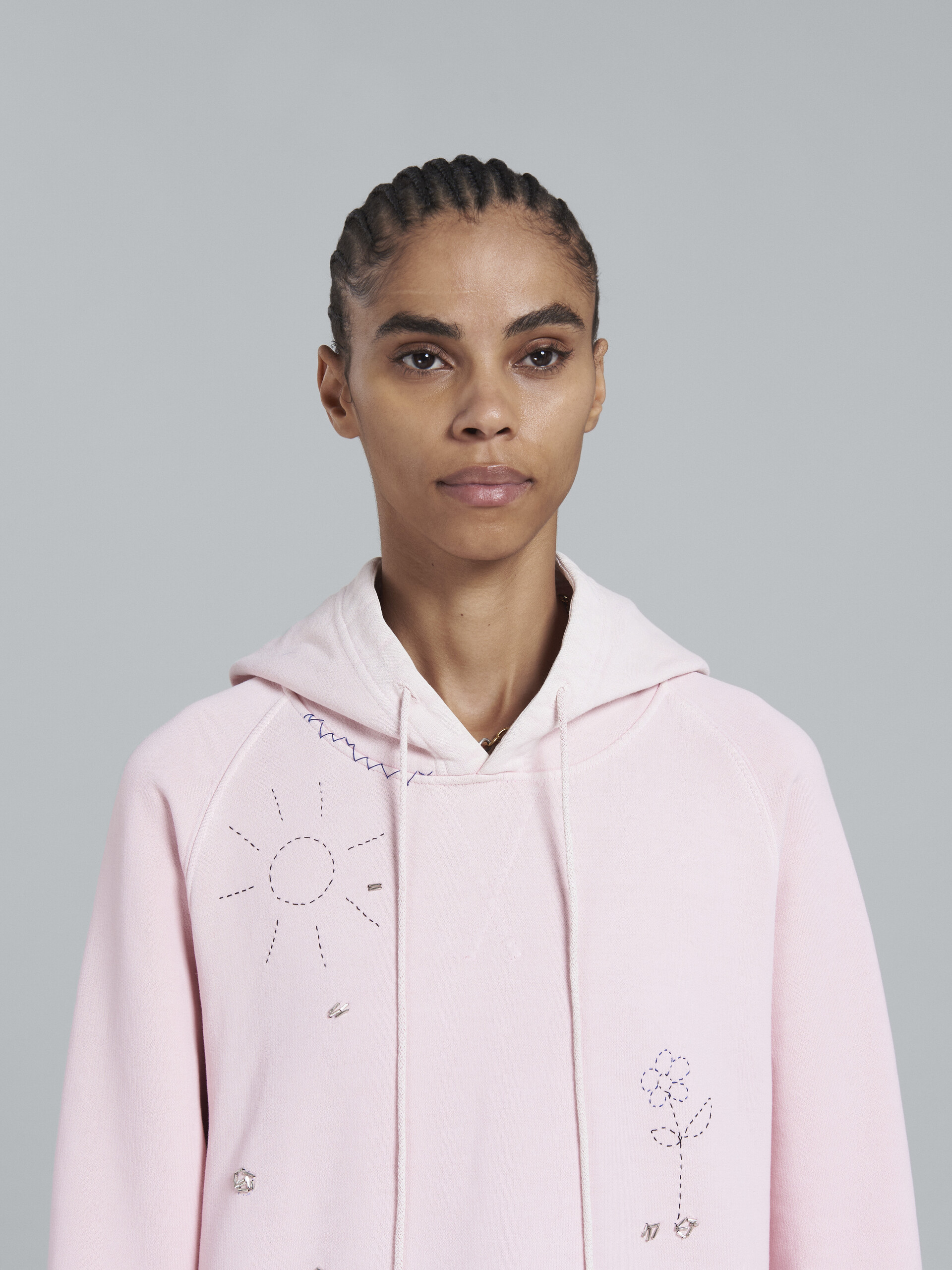 Light pink embroidered hoodie - Sweaters - Image 4