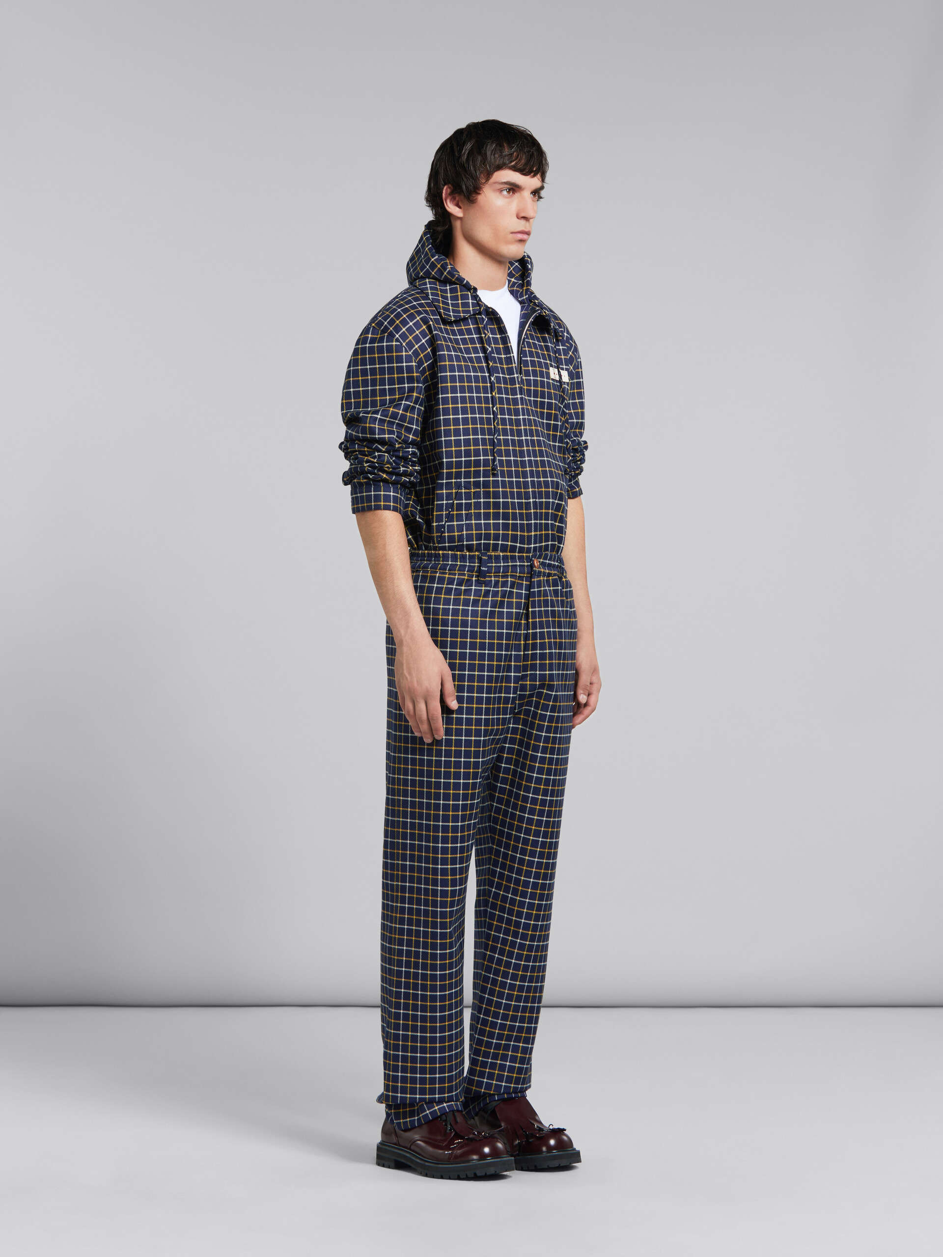 Blue checked wool and cotton overshirt - Jackets - Image 6