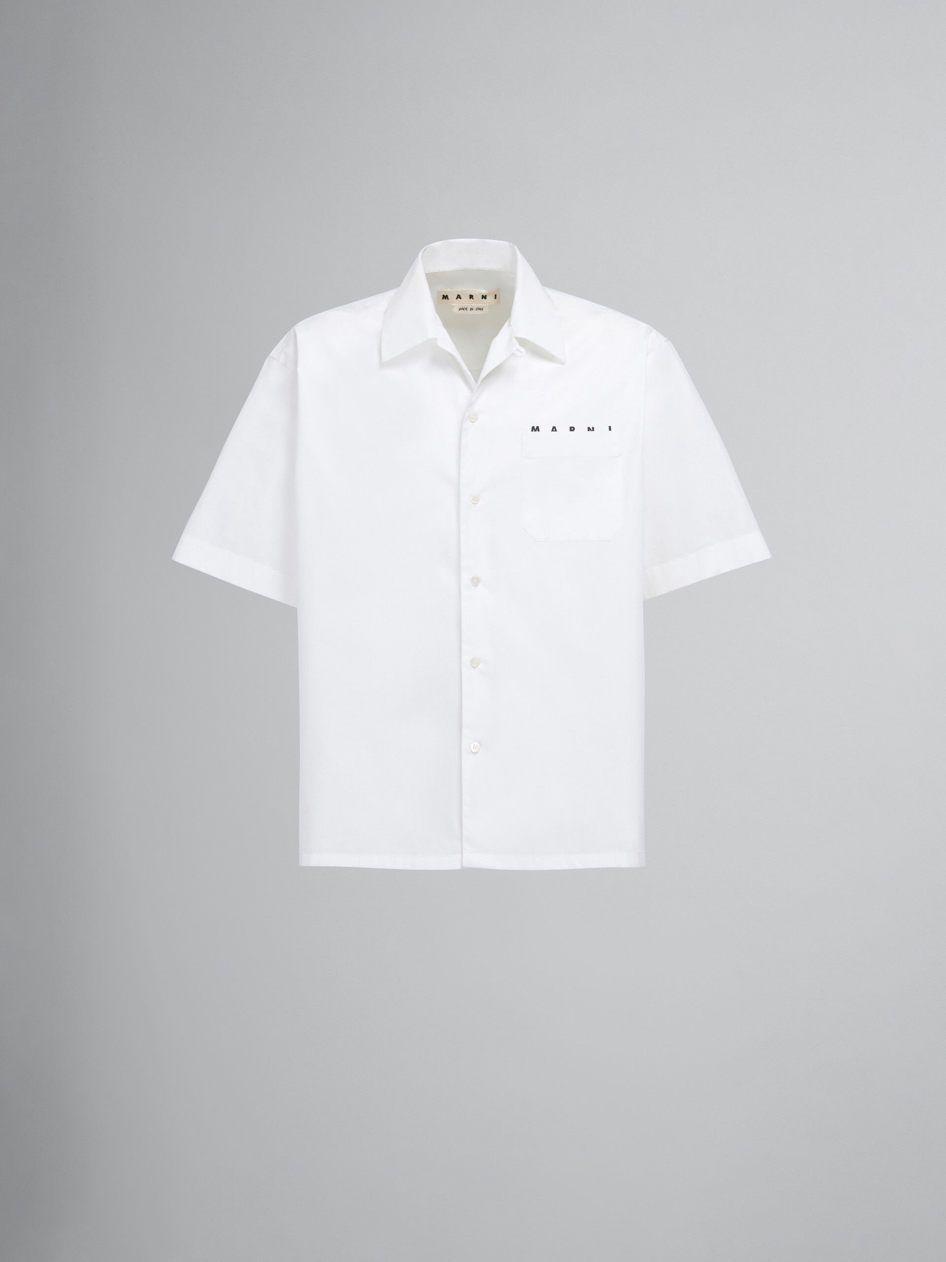 Camicia bowling in cotone tinto filo bianco - Camicie - Image 1