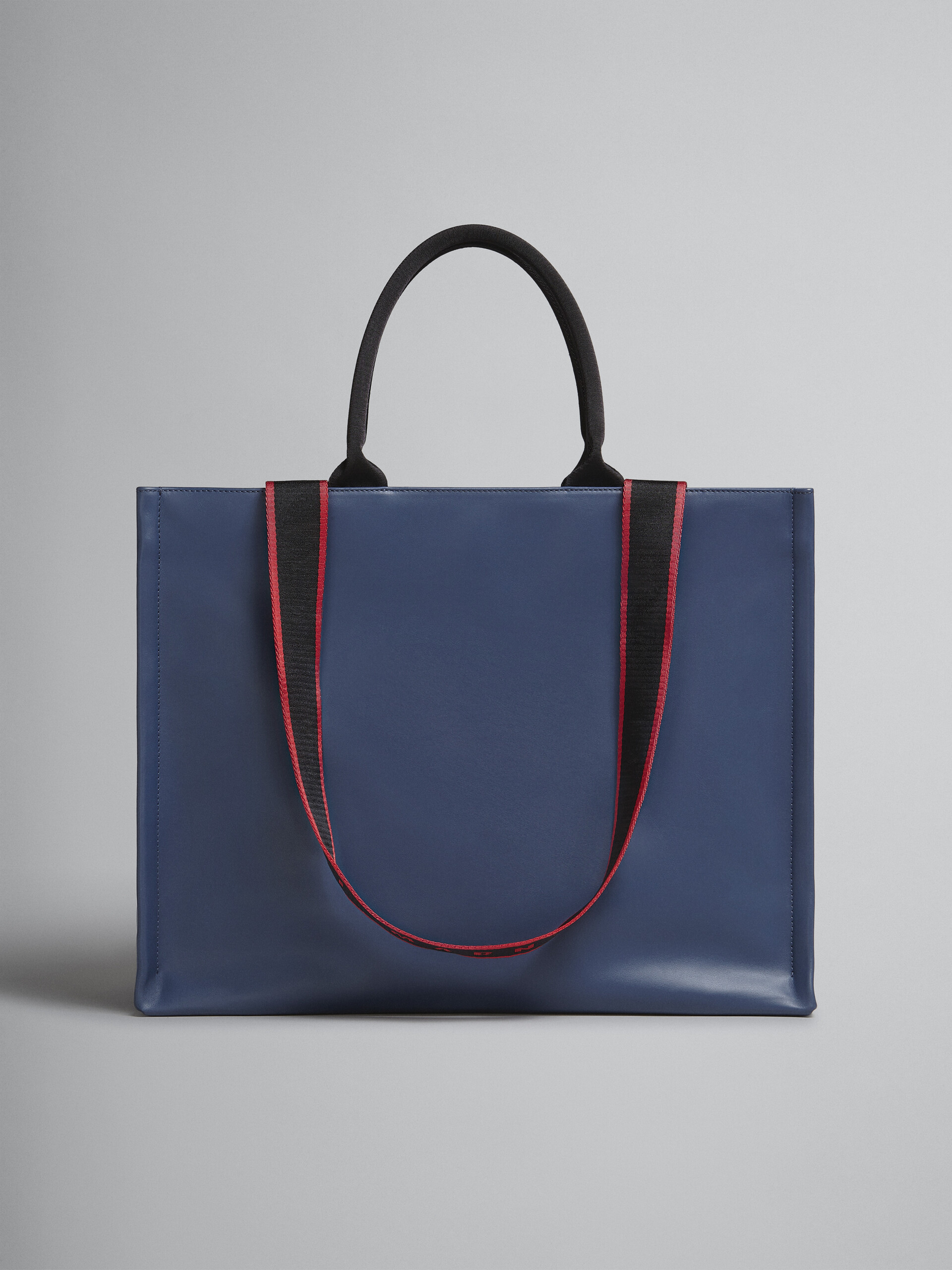 Bey Tote Bag in blue leather - Shopping Bags - Image 1