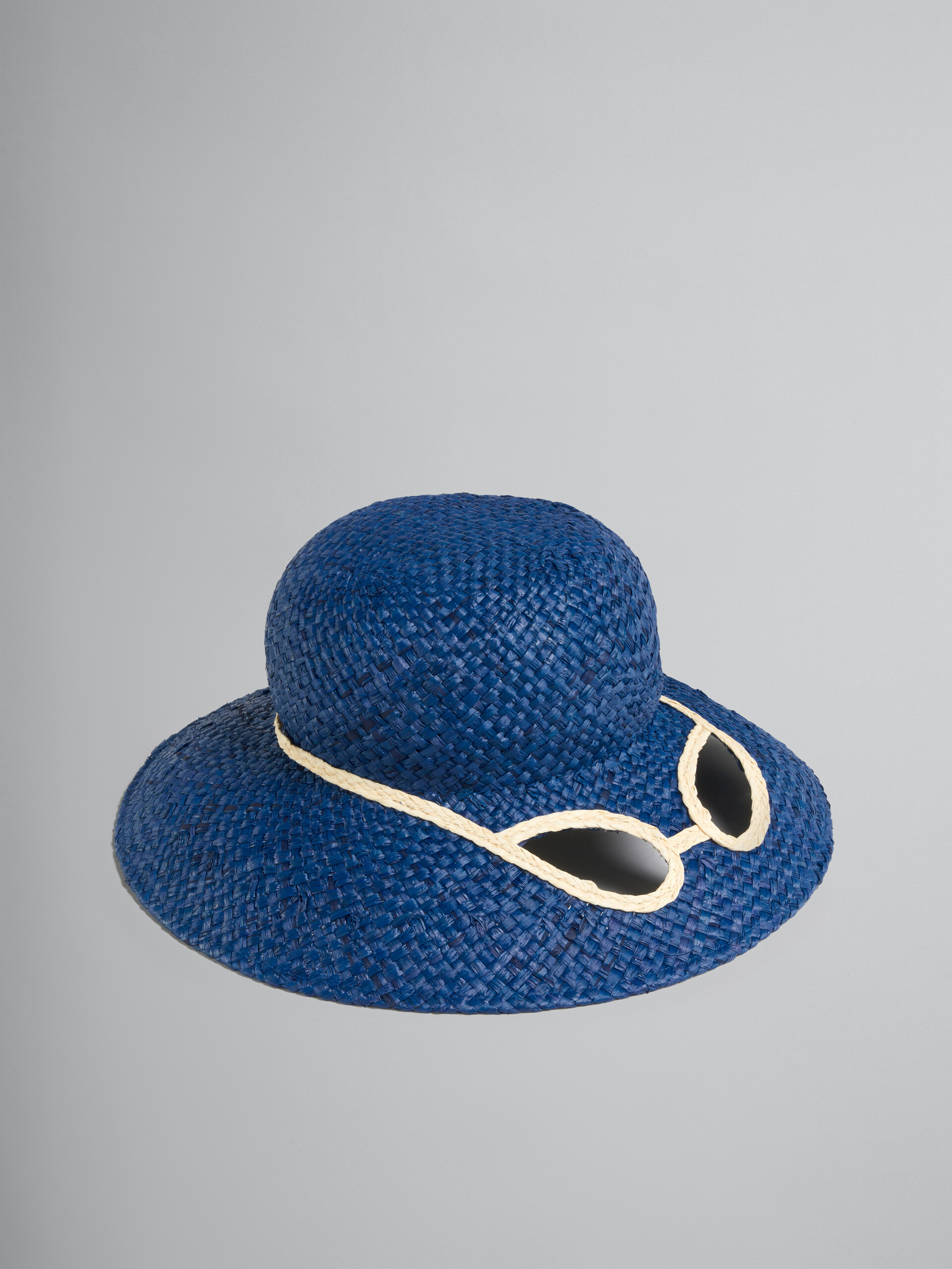 Marni x No Vacancy Inn - Blue hat in raffia with cut-outs - Hats - Image 1