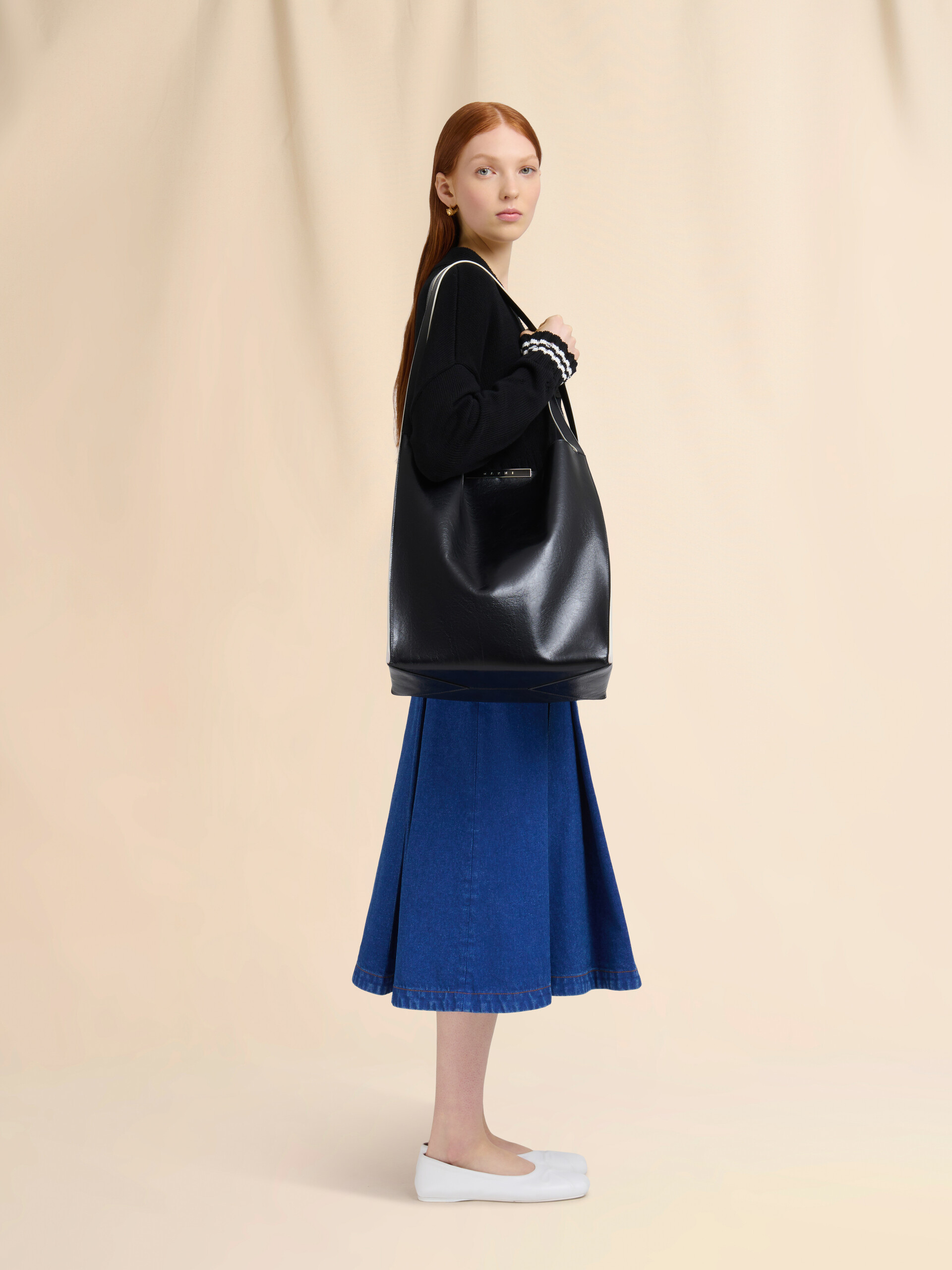 Black leather Cresta N/S tote bag - Shopping Bags - Image 2