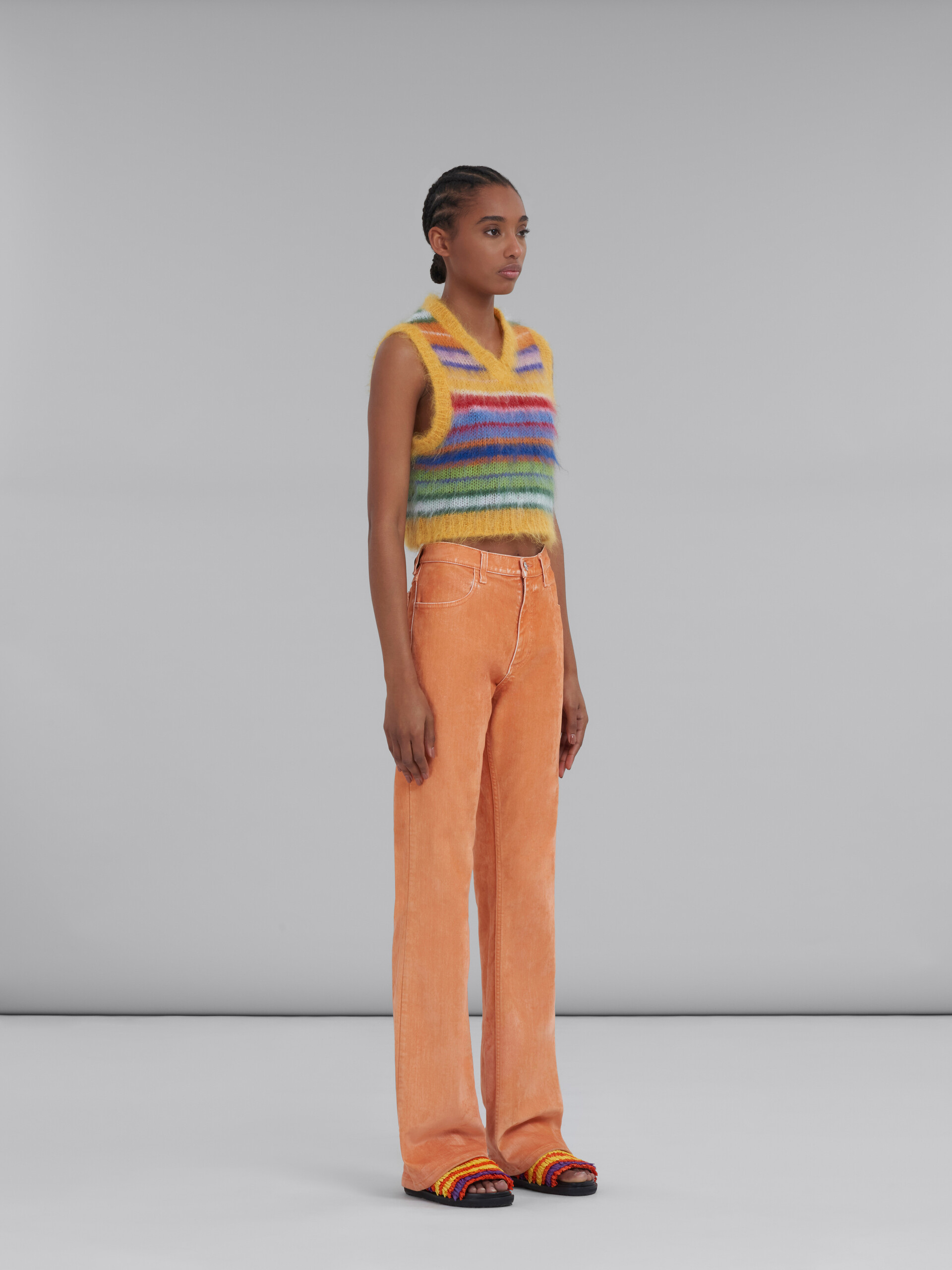 Multicoloured cropped mohair and wool striped vest - Pullovers - Image 5