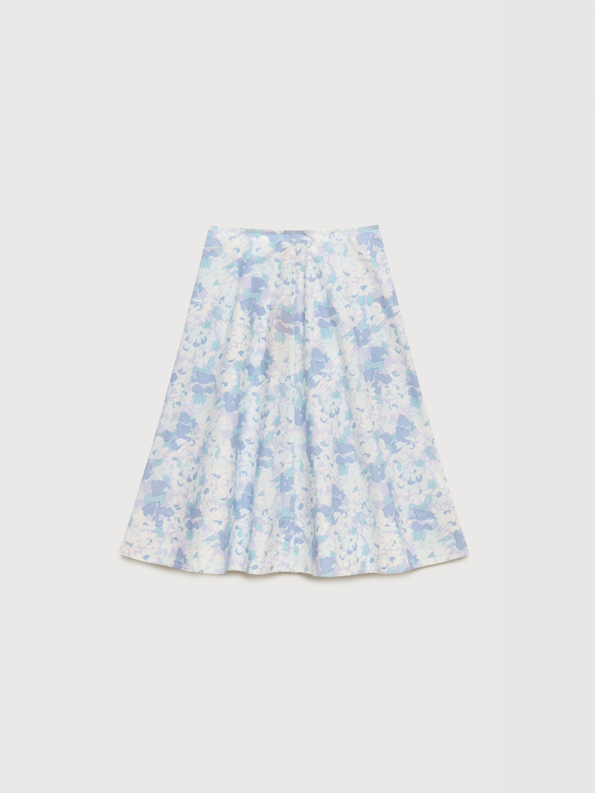 White poplin midi skirt with Pop Flowers print - Skirts - Image 1