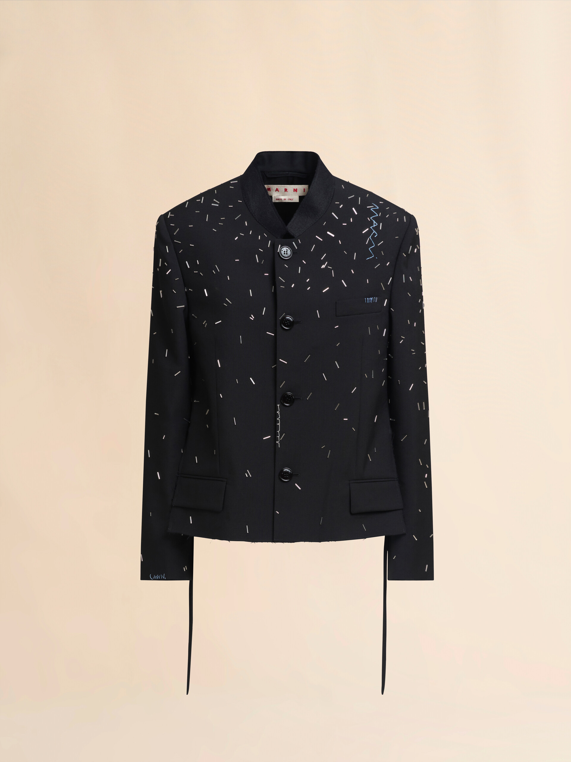 Schwarze Jacke aus Wolle mit Perlendetail - Jacken - Image 1