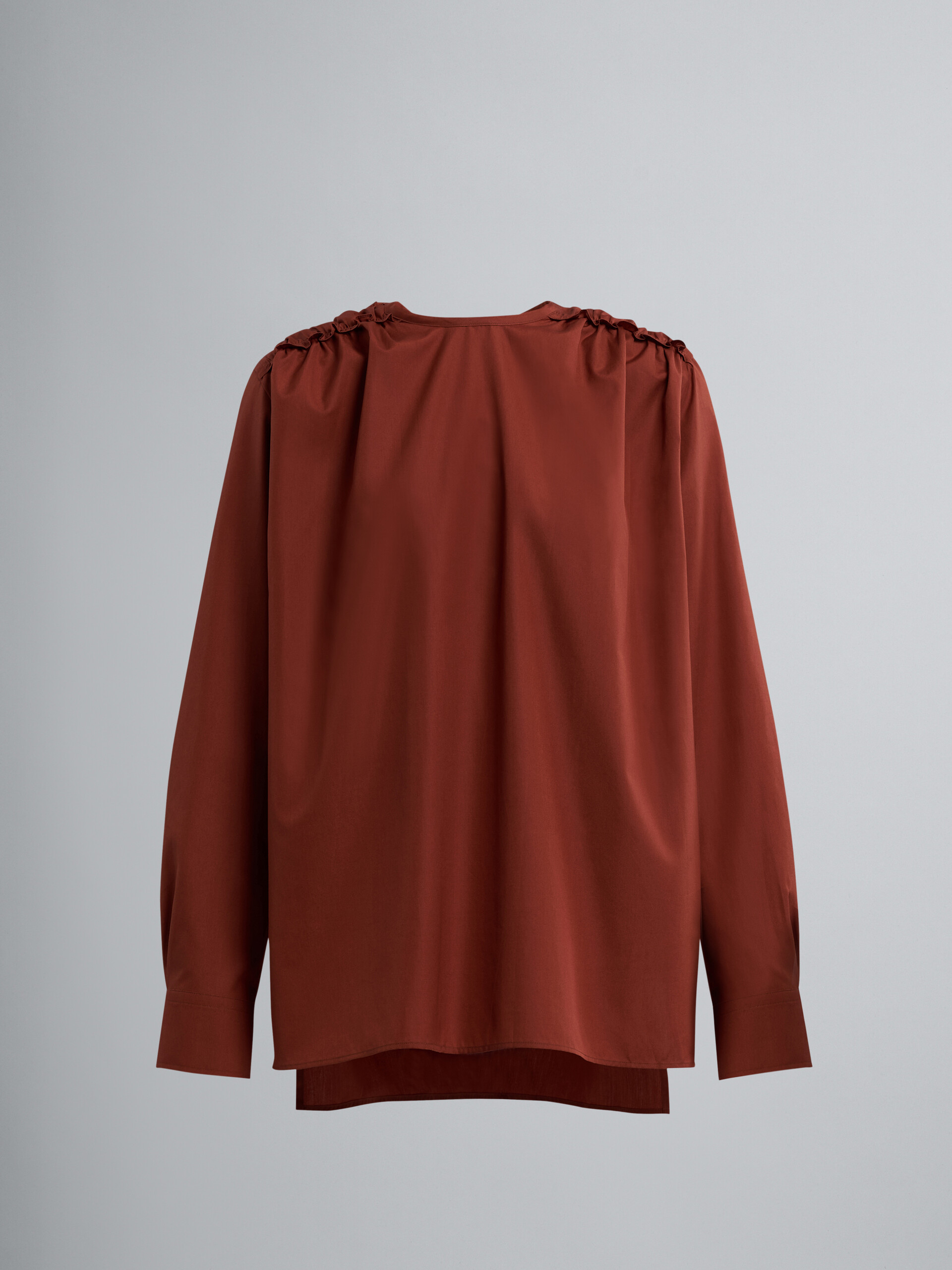 Brown cotton poplin shirt - Shirts - Image 1