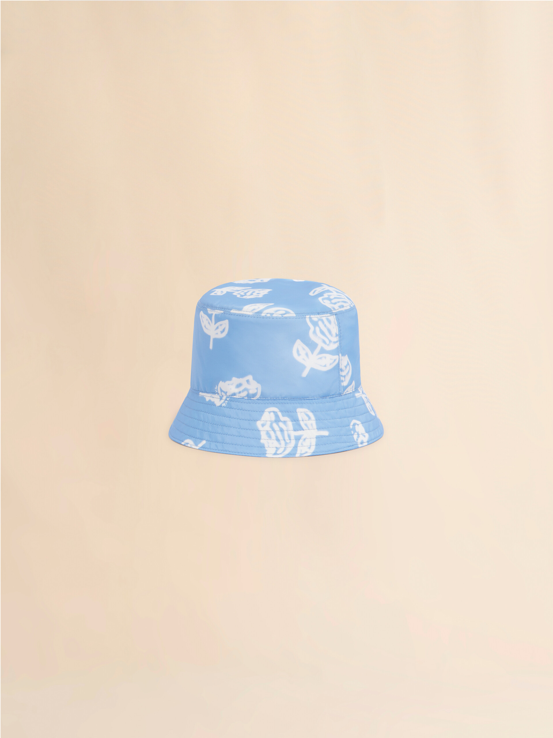 Light blue taffeta bucket hat with Sprayed Roses print - Hats - Image 3
