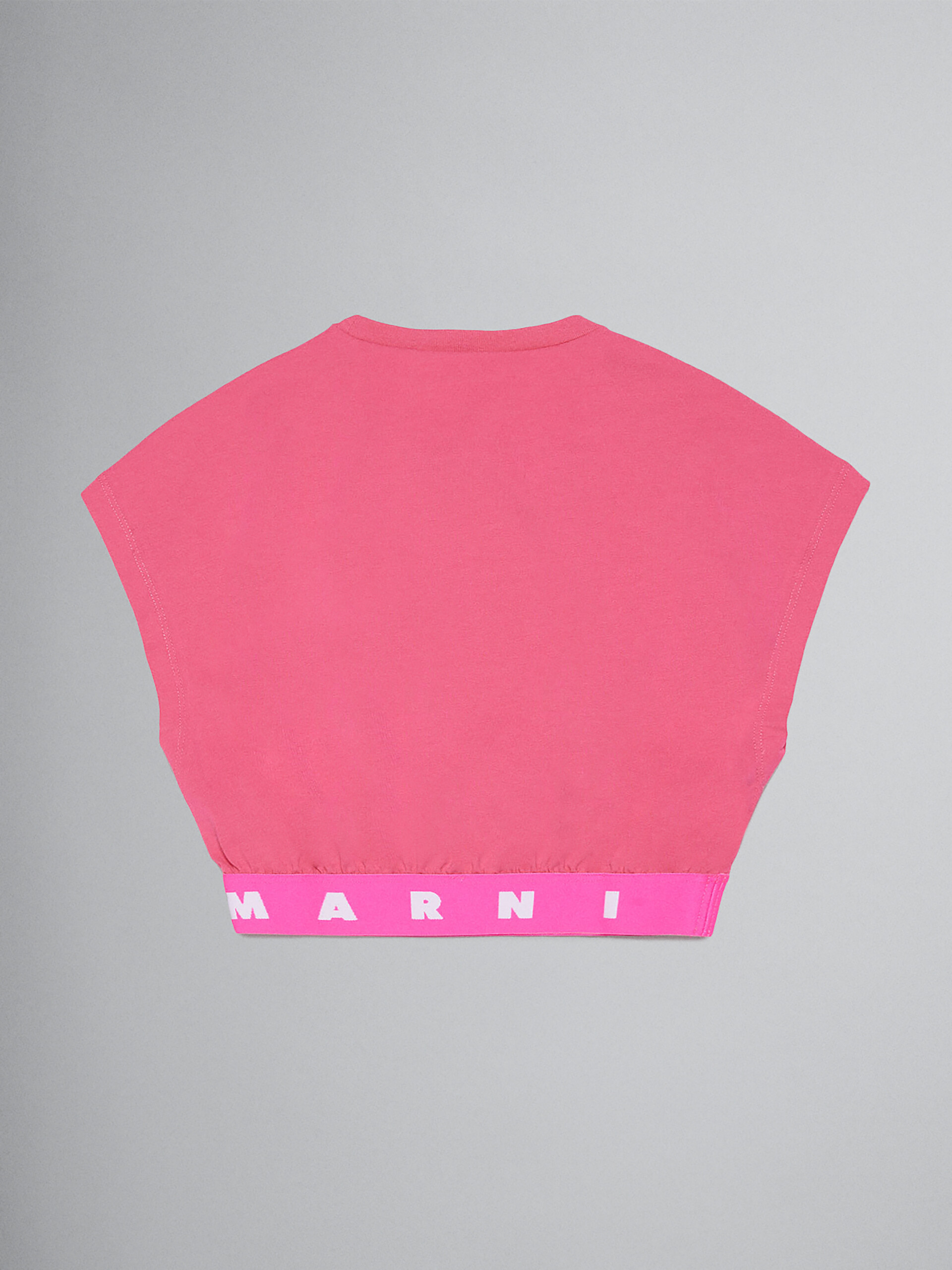 Fuchsia low-sleeved jersey T-shirt with logoed elastic band - T-shirts - Image 2