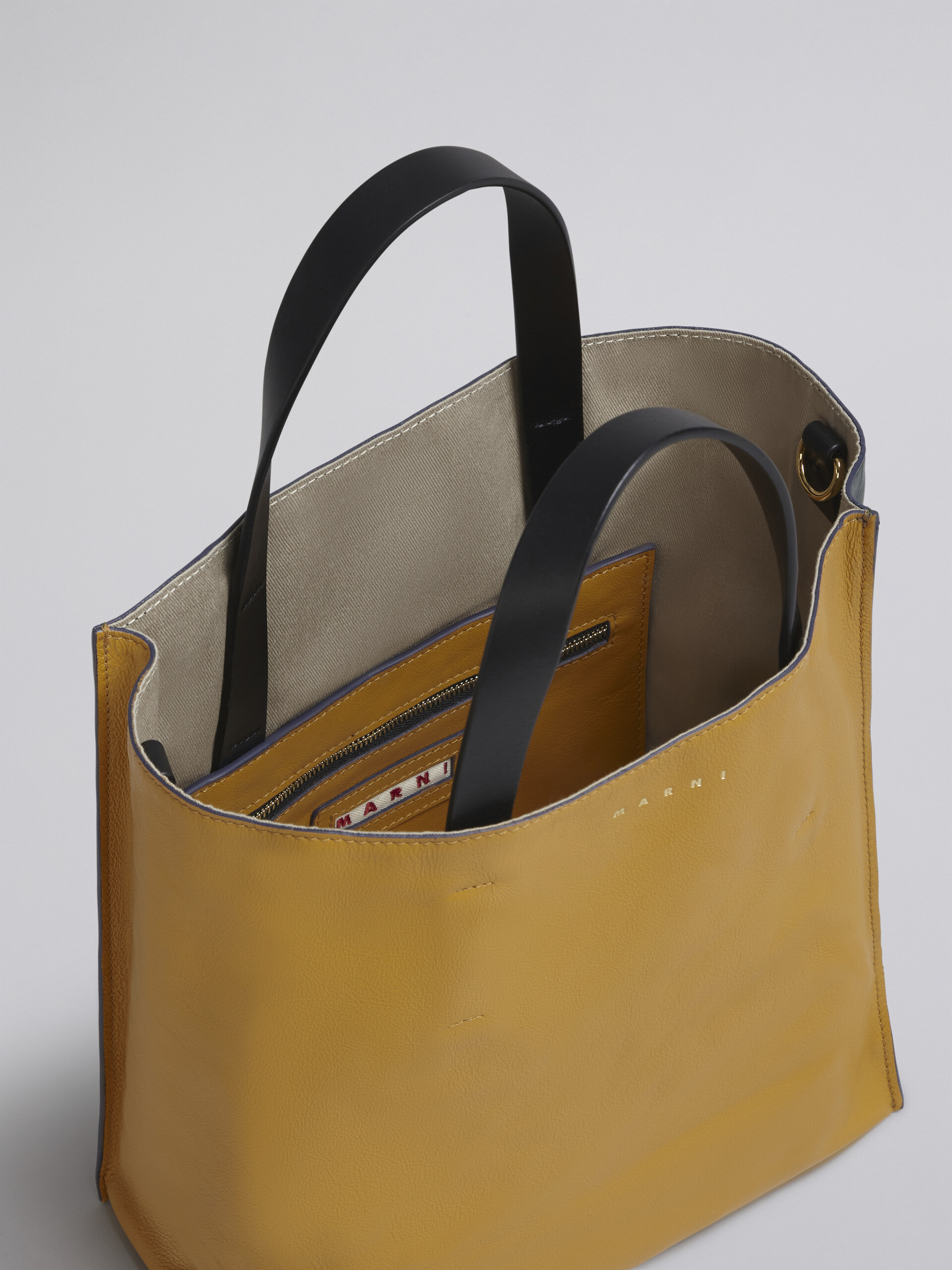 Yellow and green MUSEO SOFT bag in tumbled calfskin - Shopping Bags - Image 4