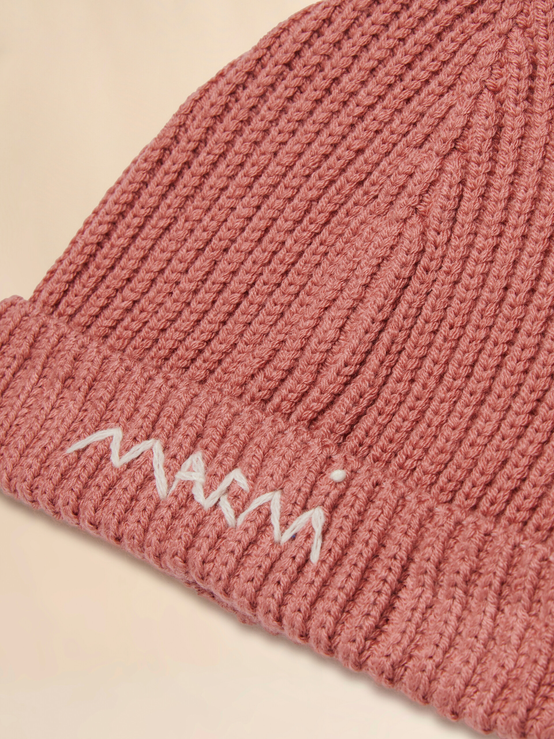 Pink wool blend beanie with Marni Symbol - Caps - Image 3
