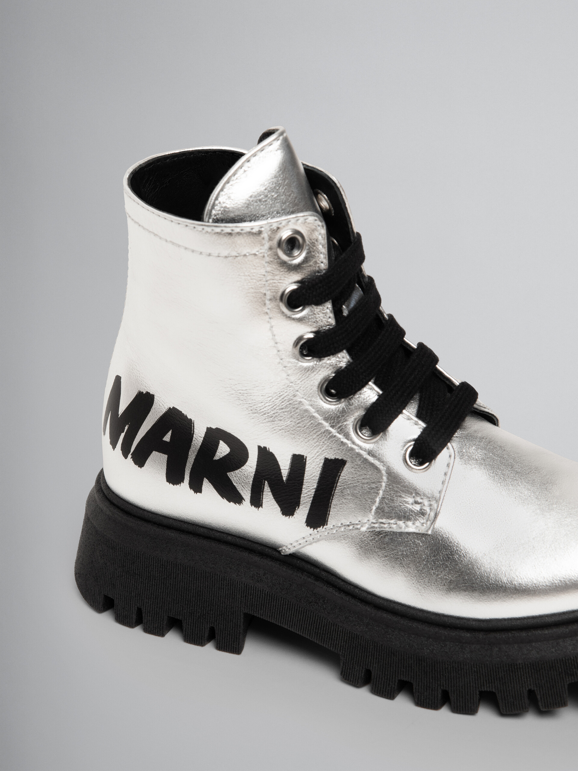 Silver leather combat boot with Brush logo - Other accessories - Image 4