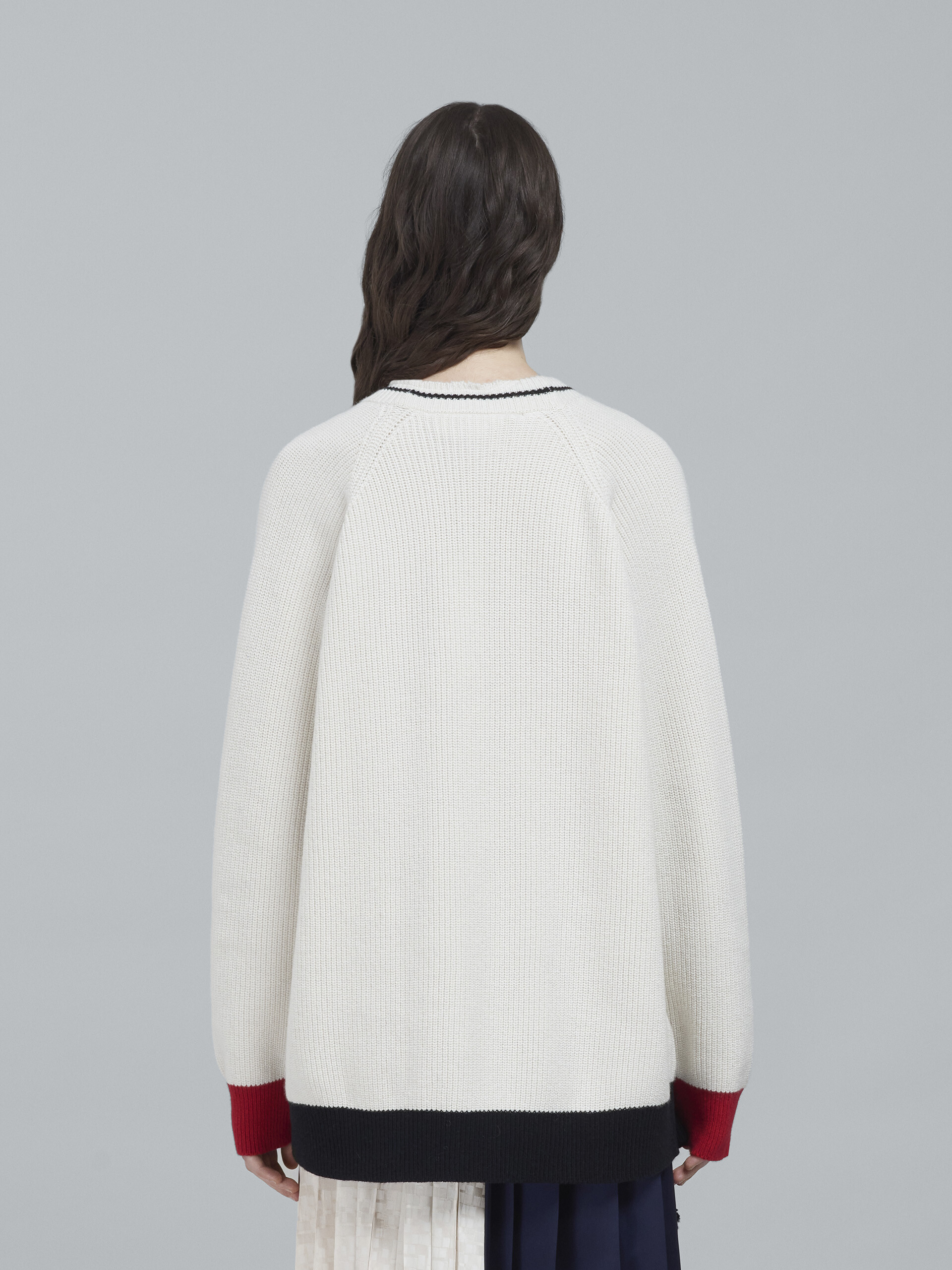 White Shetland wool and cotton long cardigan - Pullovers - Image 3