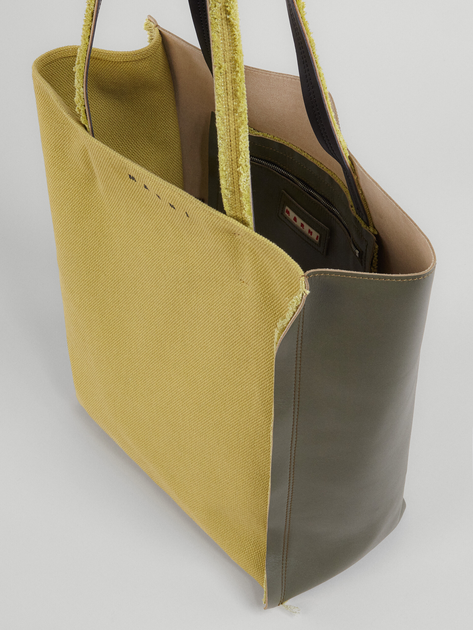 Yellow and brown leather canvas MUSEO SOFT  bag - Shopping Bags - Image 5