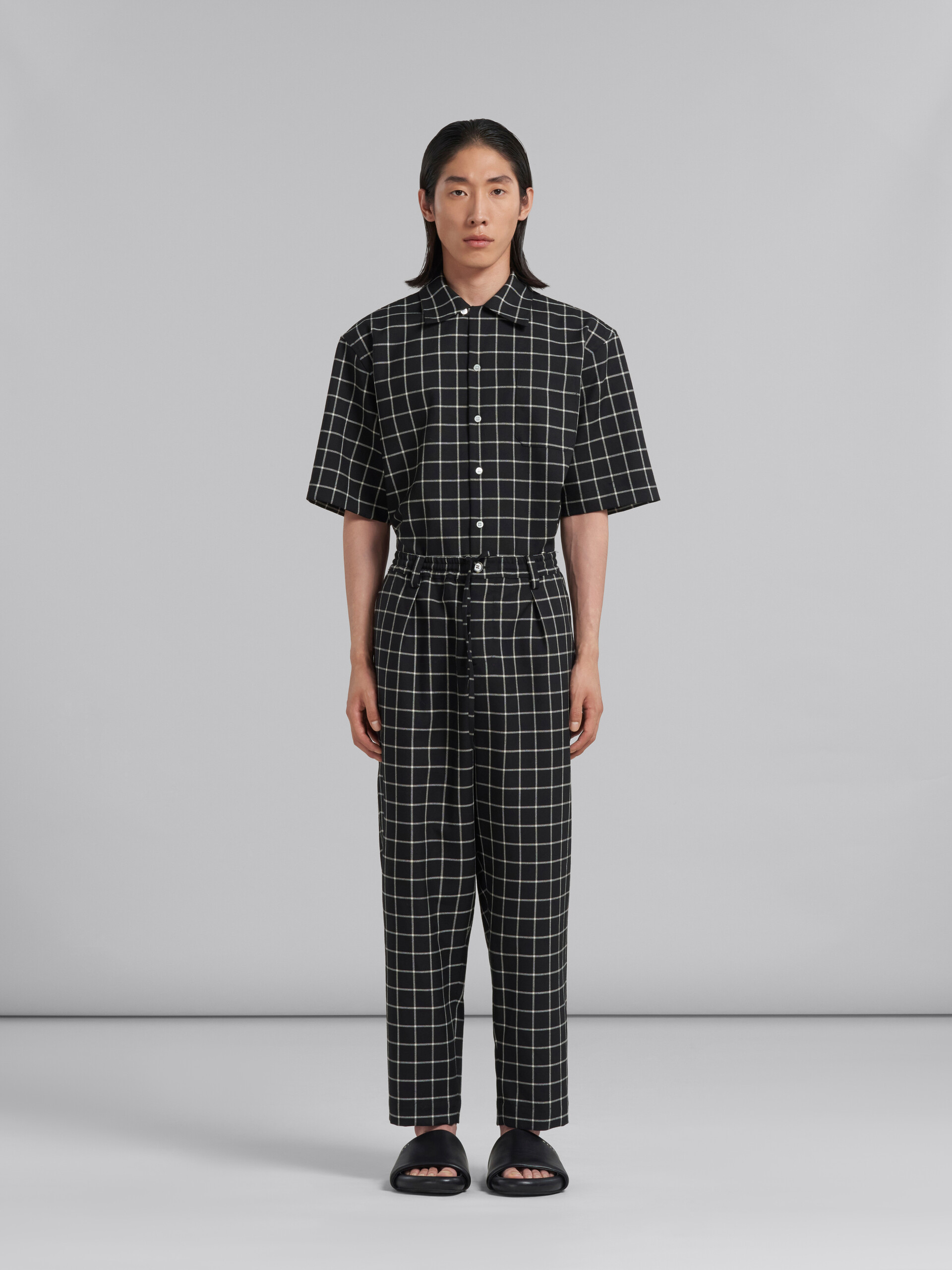 Black checked wool trousers - Pants - Image 2