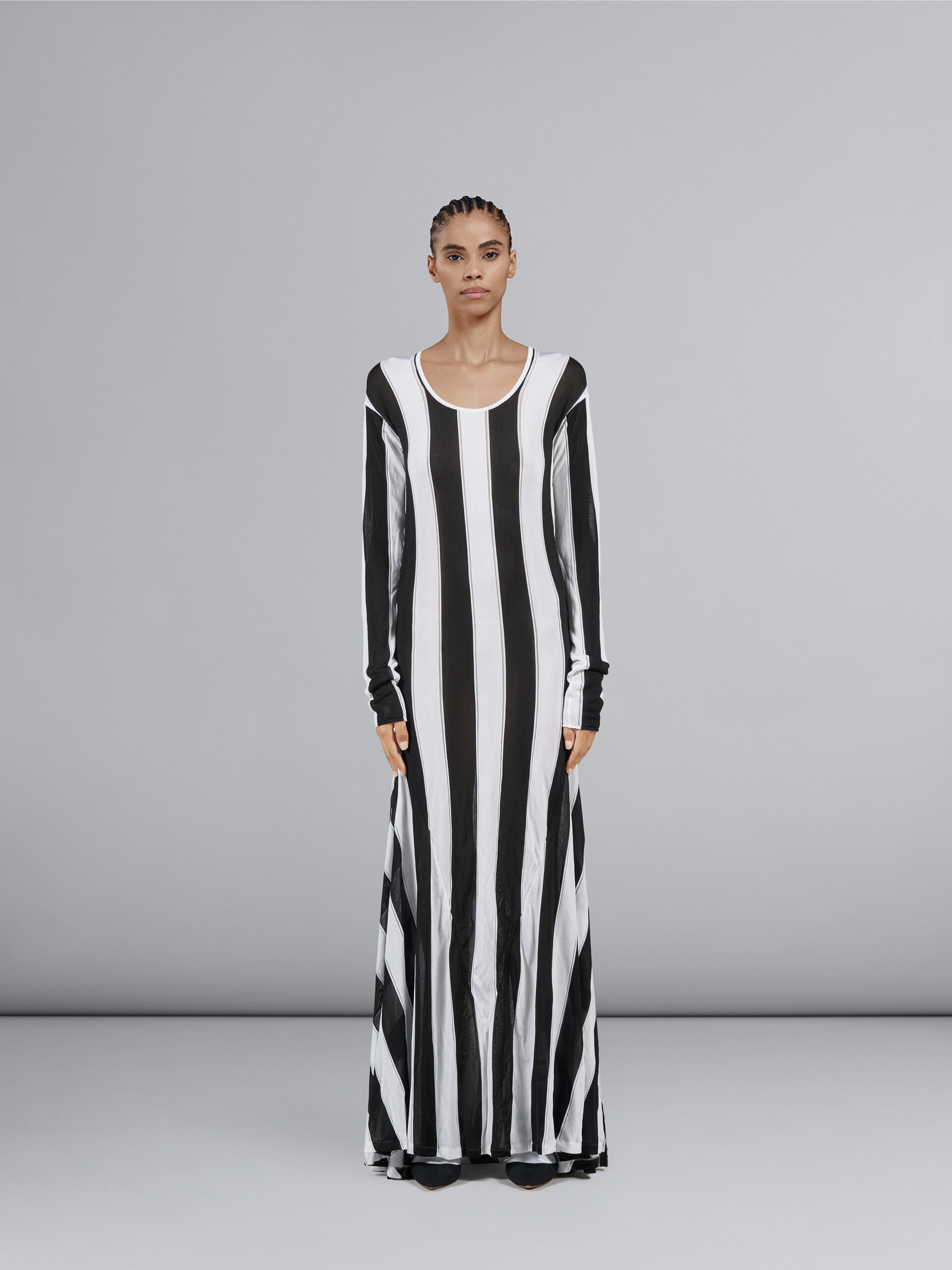 Striped knit viscose long dress - Dresses - Image 2