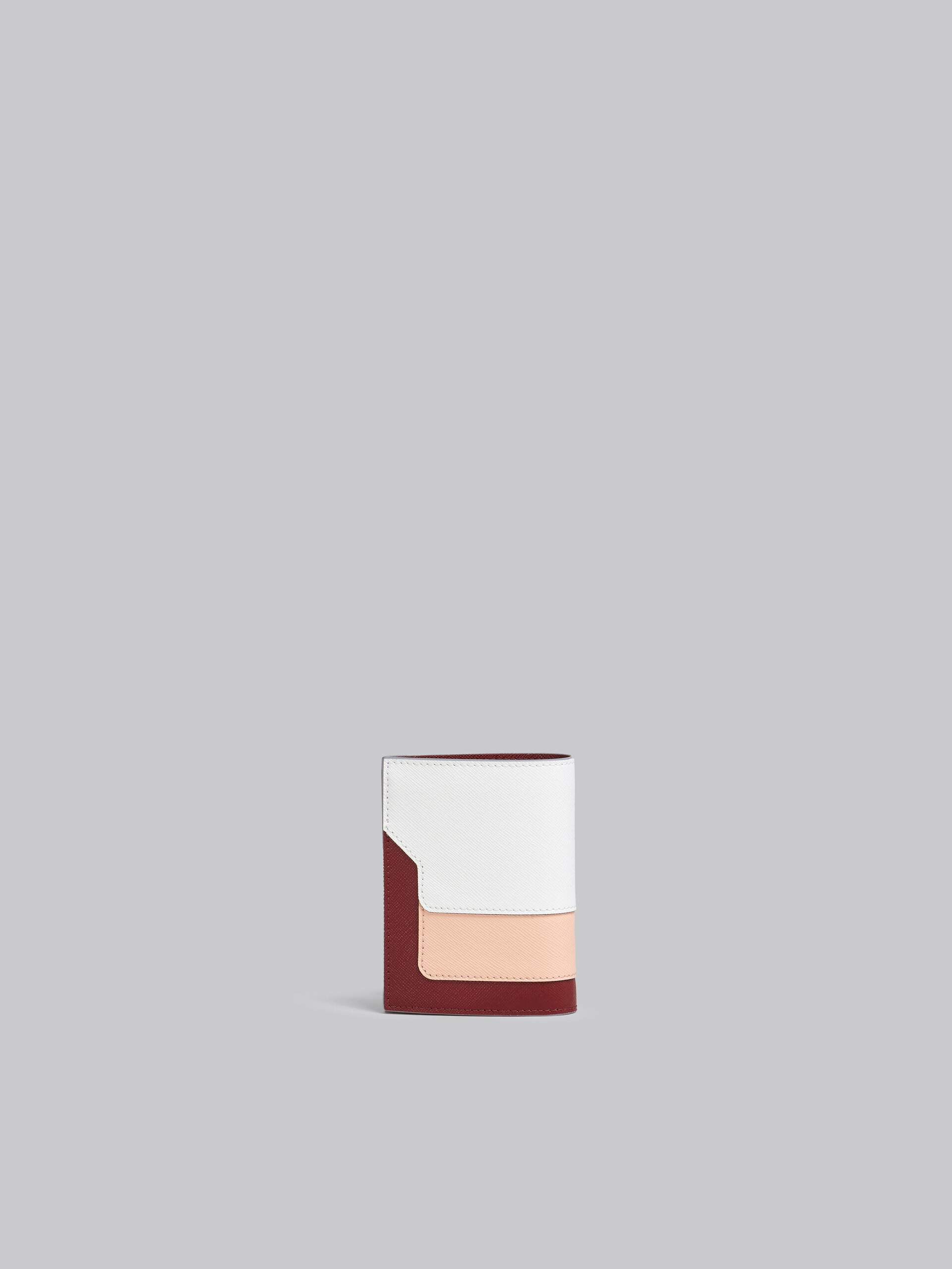 Portafoglio bi-fold in saffiano bianco rosa e rosso - Portafogli - Image 3