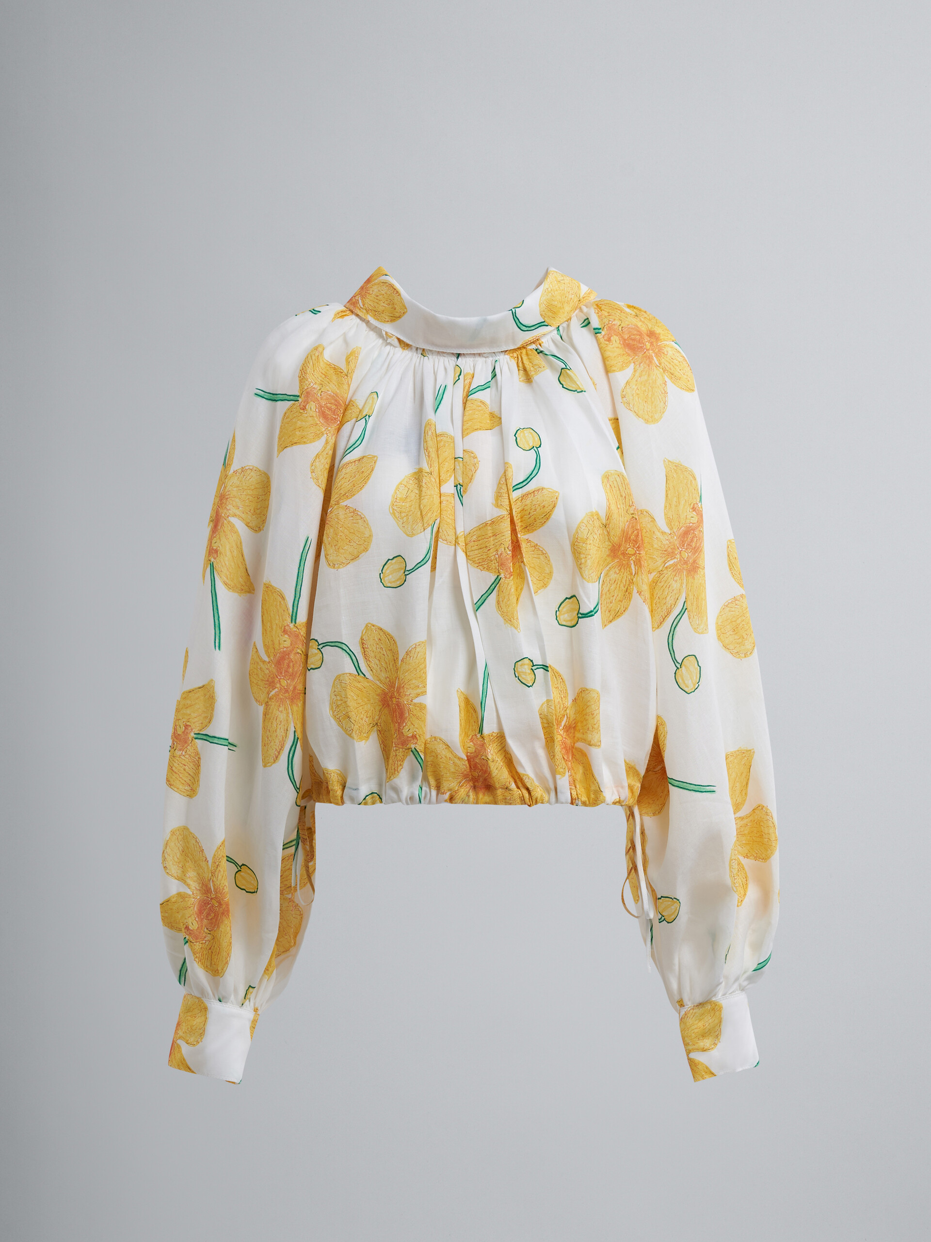 Camisa de ramio con estampado de orquídeas - Camisas - Image 1