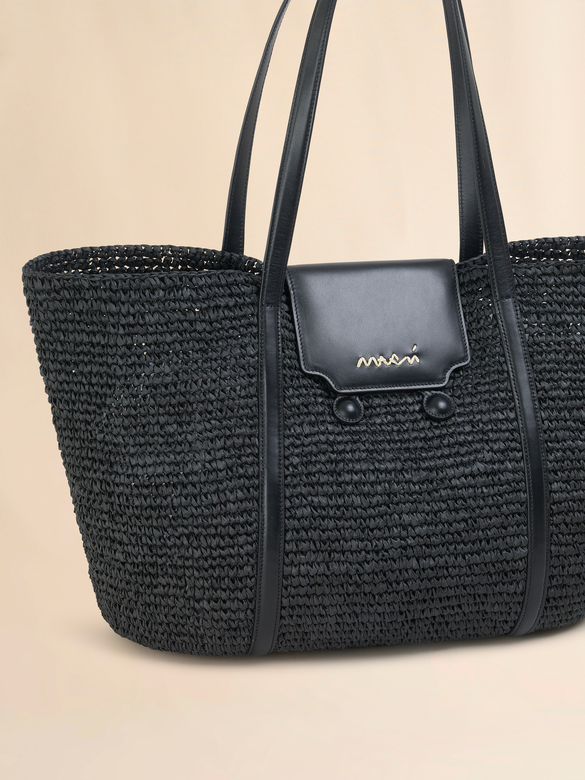 Medium black raffia-effect Trunkaroo beach bag - Shopping Bags - Image 5