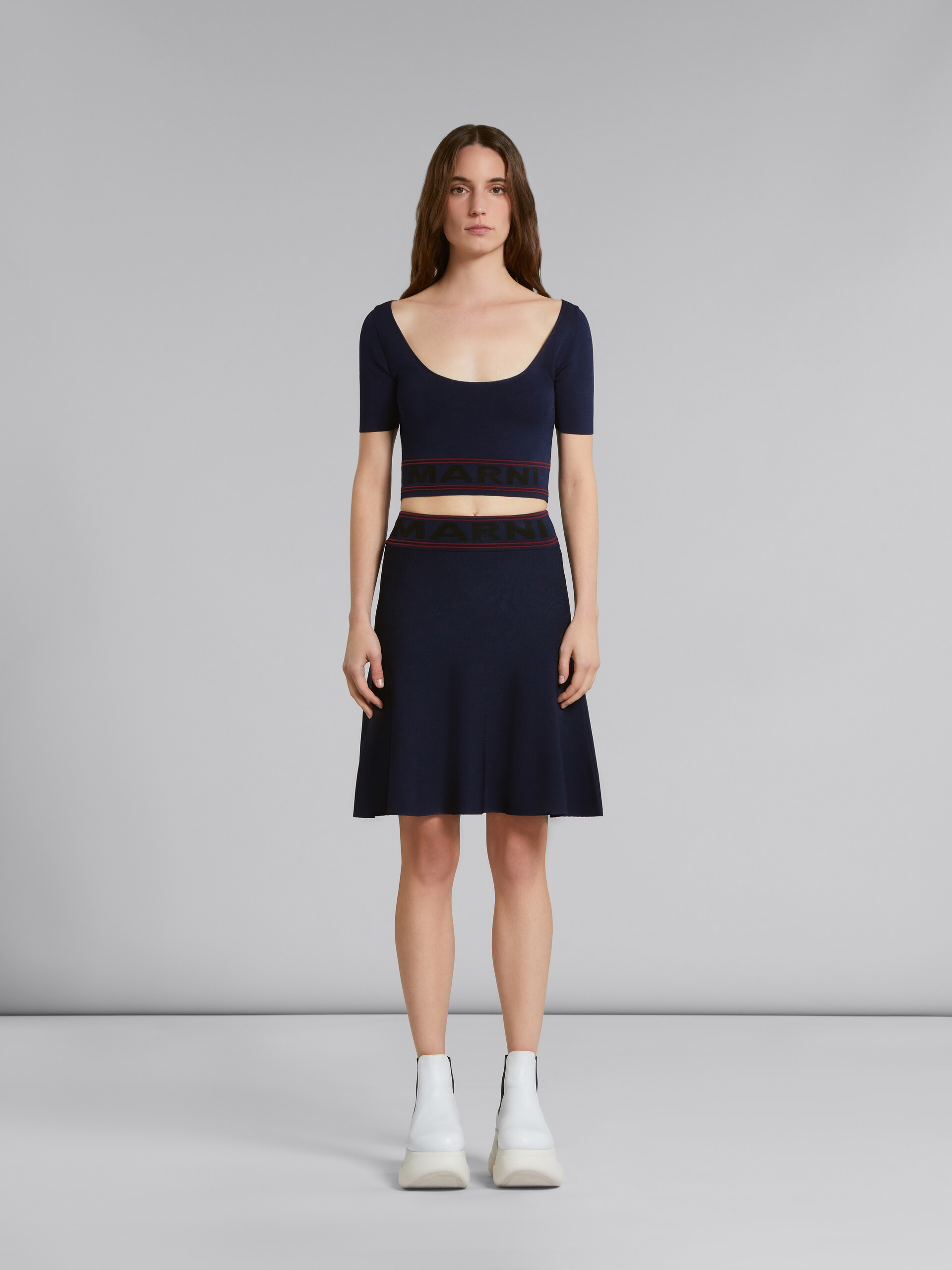 Blue skirt with logo waist | Marni