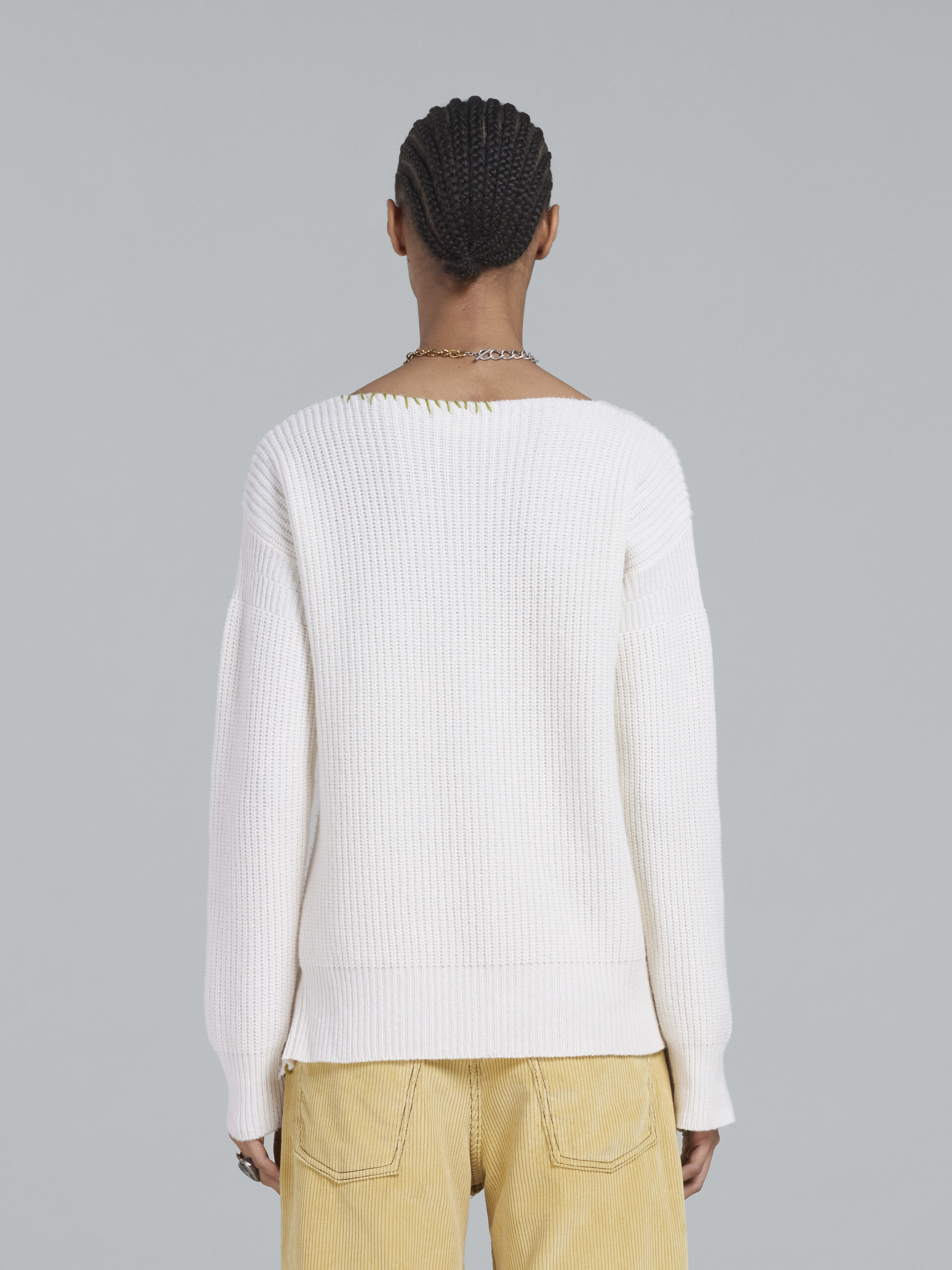 White wool sweater with raw-edge detailing - Pullovers - Image 3