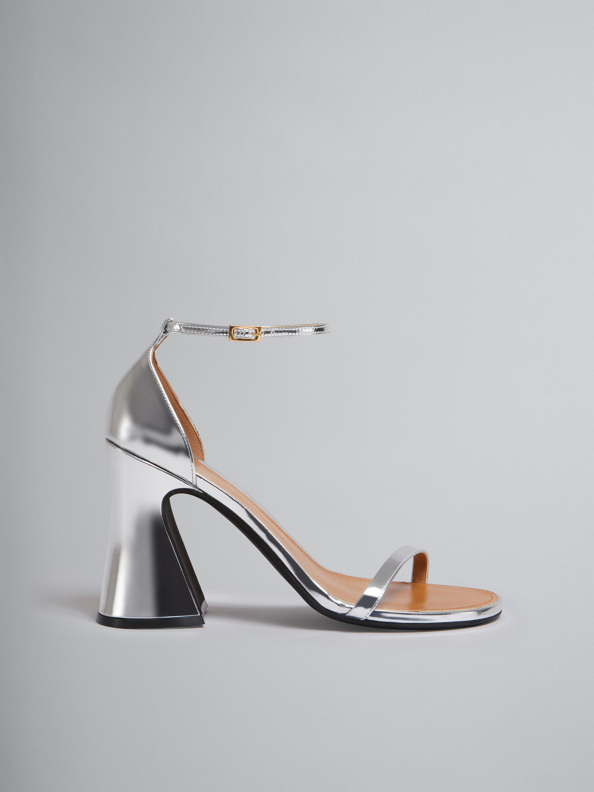 Silver mirrored leather sandal - Sandals - Image 1