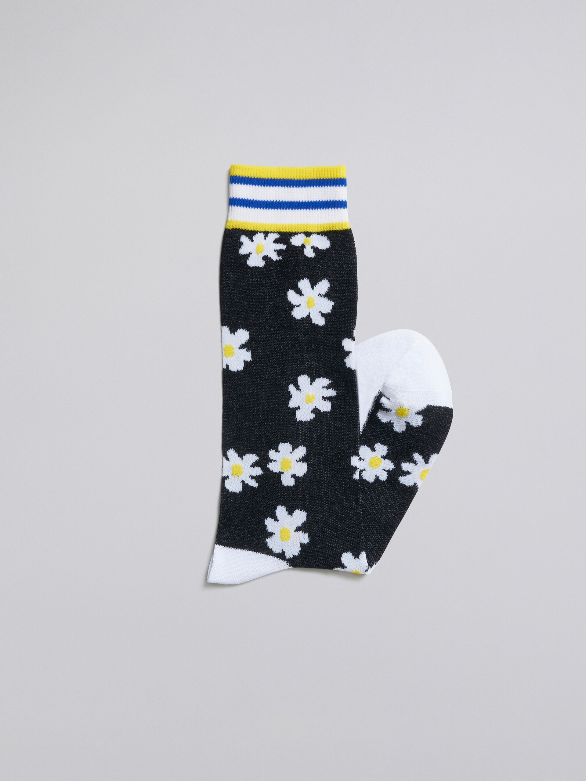 Black Daisy cotton and nylon sock - Socks - Image 2