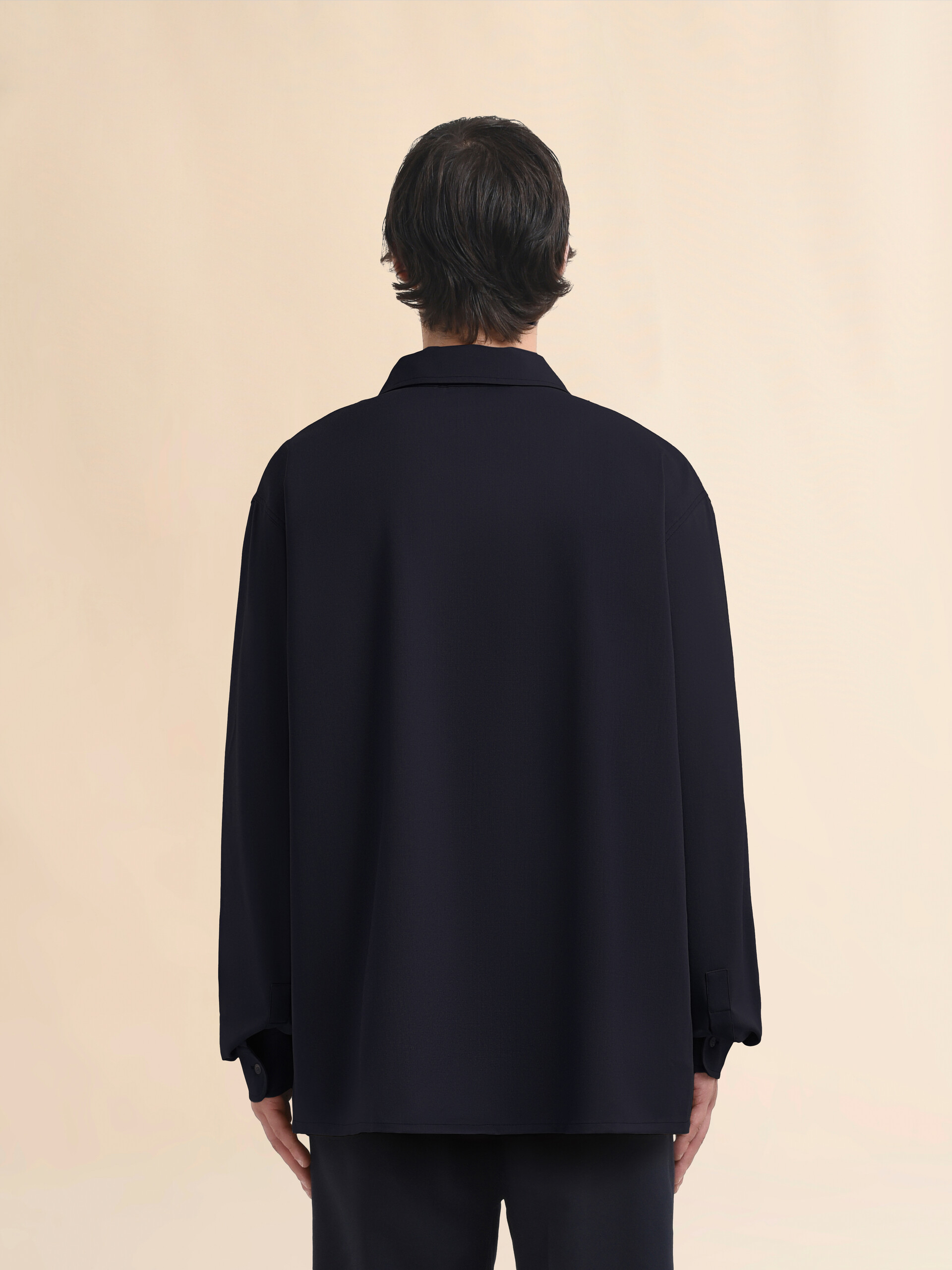 Deep blue tropical wool shirt with Marni Mending - Shirts - Image 3