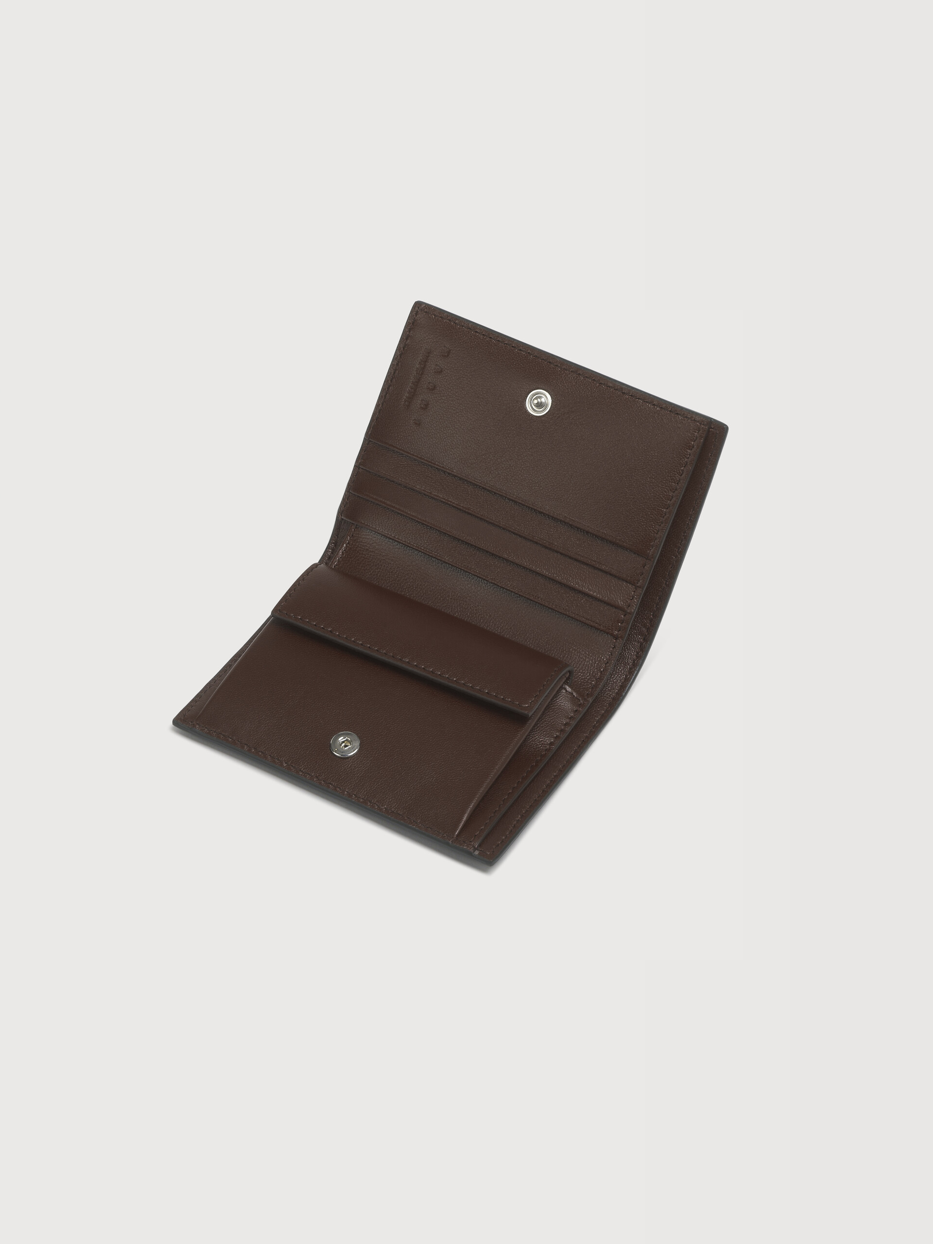 Grey leather bifold wallet with Marni Mending embroidery - Wallets - Image 4