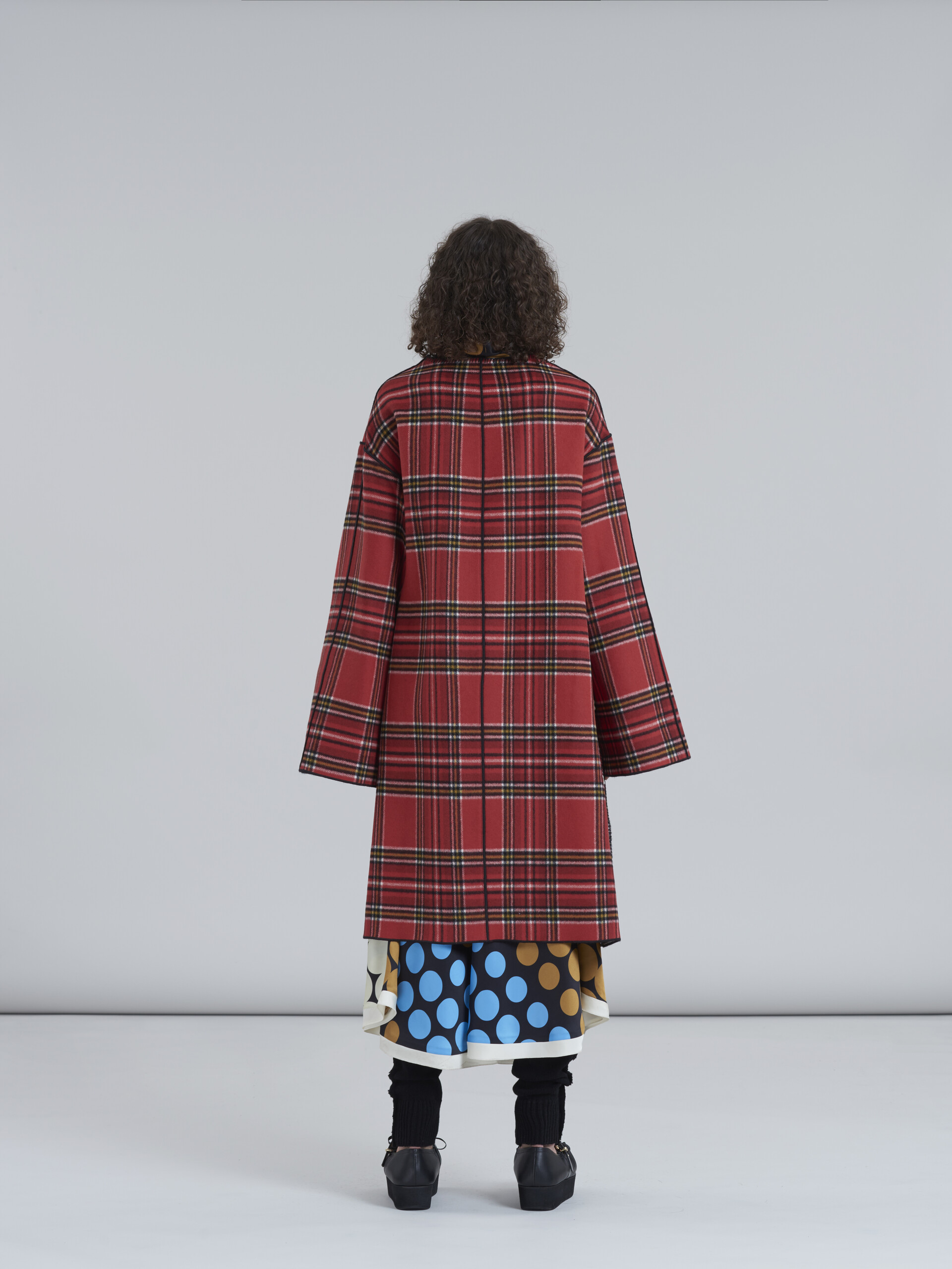 Double face melton wool coat with contrast inside - Coat - Image 3