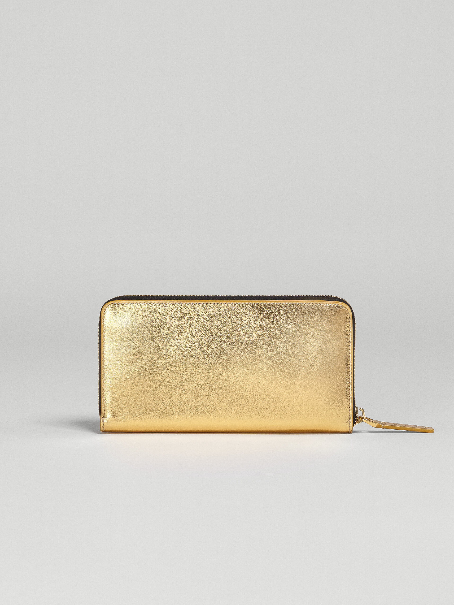 Portafoglio con zip in pelle metallizzata oro - Portafogli - Image 3