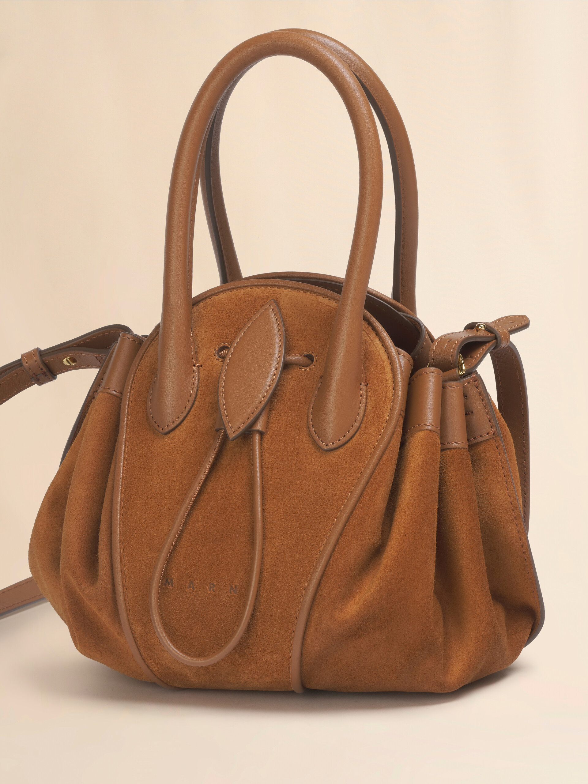 Brown suede Tulipea small handbag - Shoulder Bags - Image 4