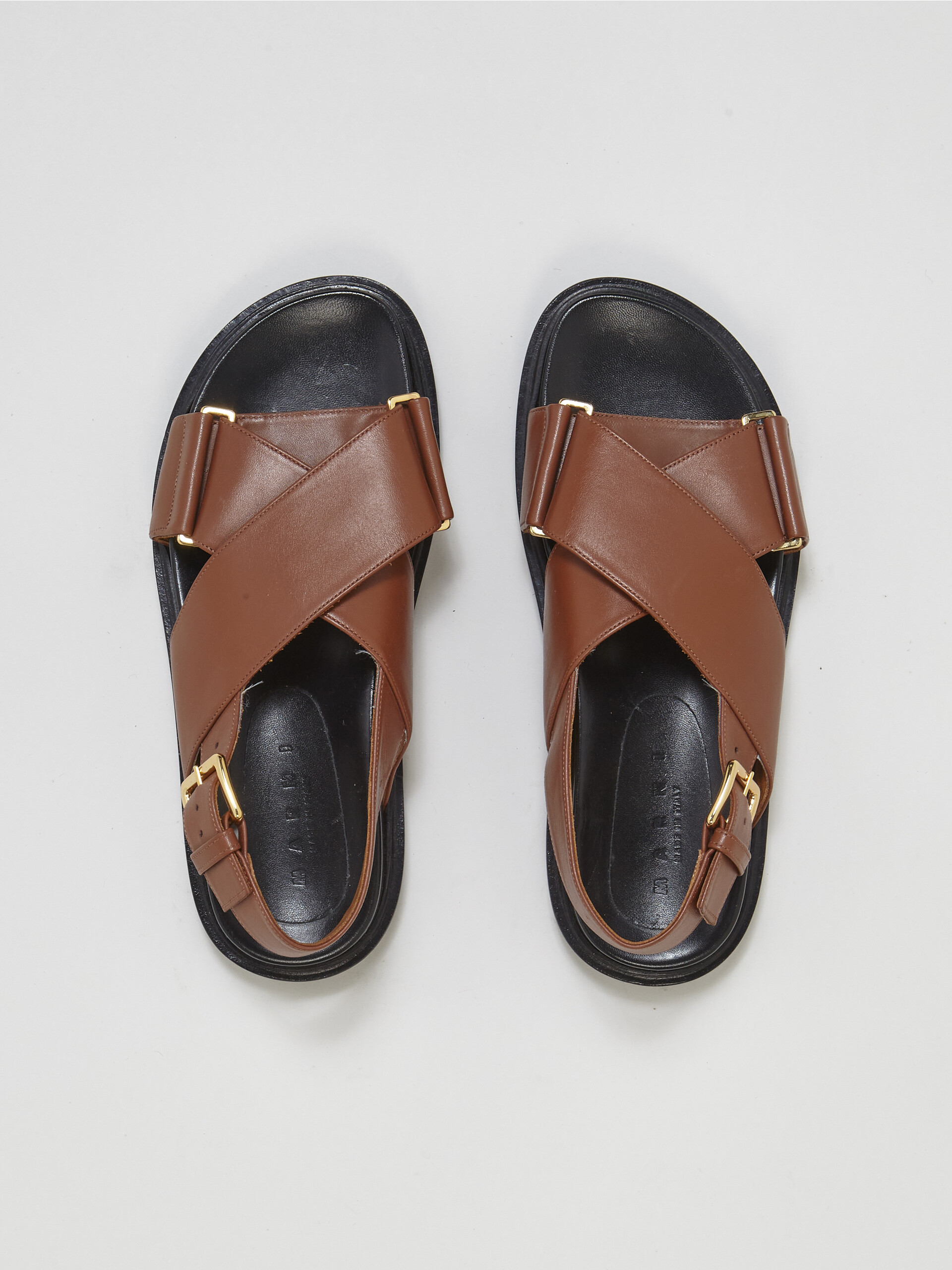 Brown smooth calf leather fussbett - Sandals - Image 4