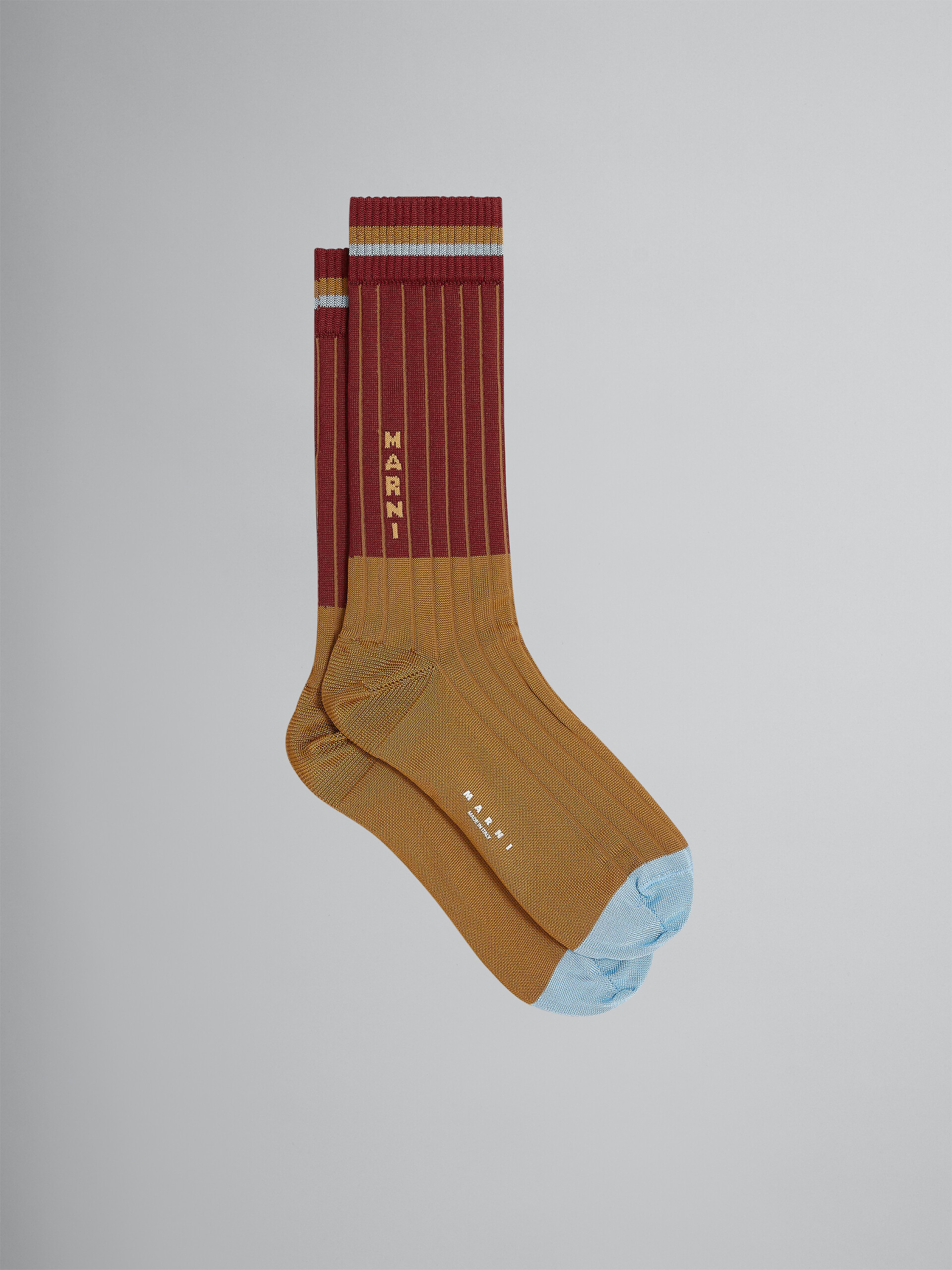 Brown two-tone viscose socks - Socks - Image 1