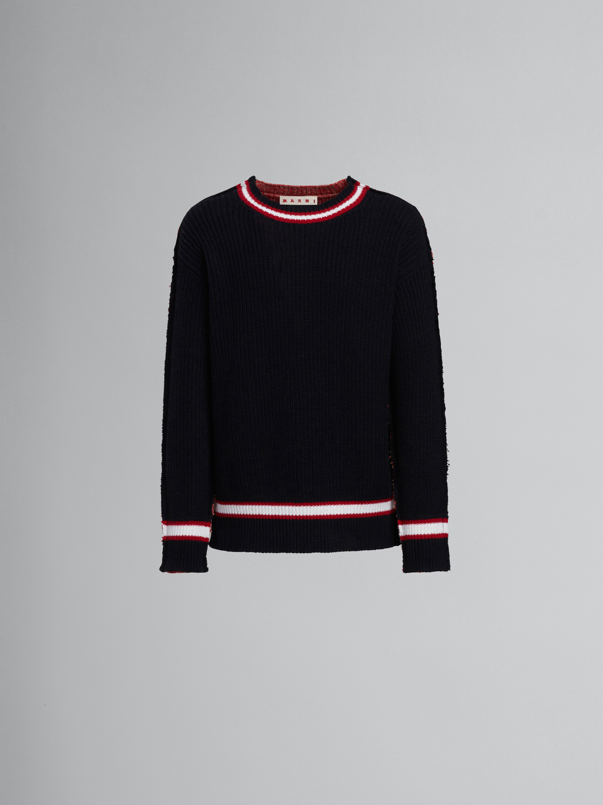 Black knitted crewneck sweater - Pullovers - Image 1