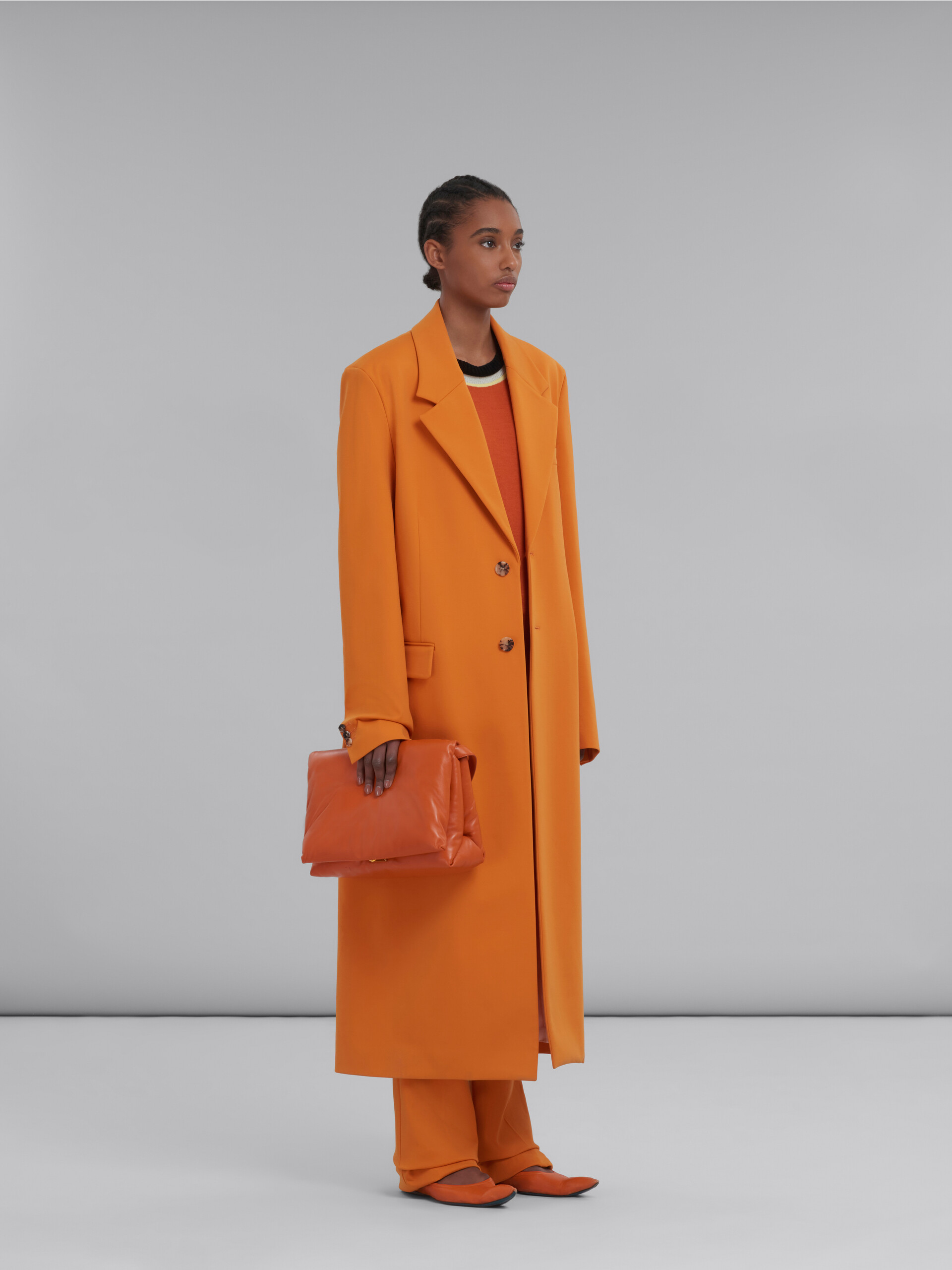 Orange wool jumper with triple neckline - Pullovers - Image 5