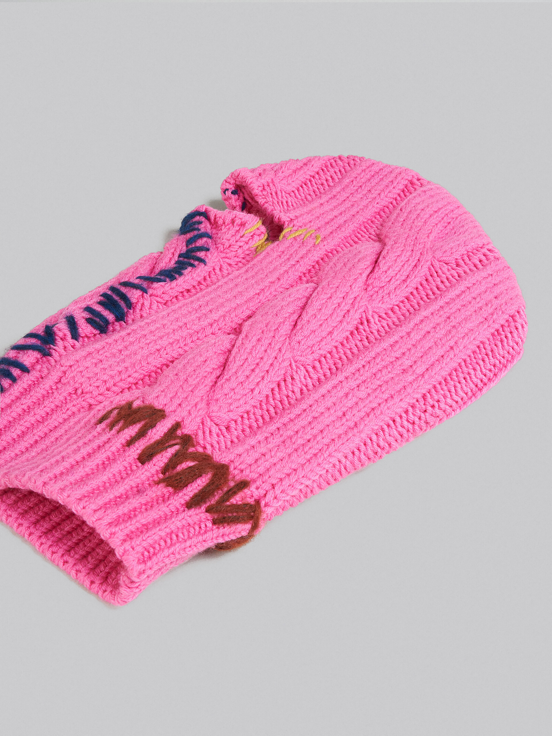 Fuchsia wool balaclava with contrasting mending - Other accessories - Image 3