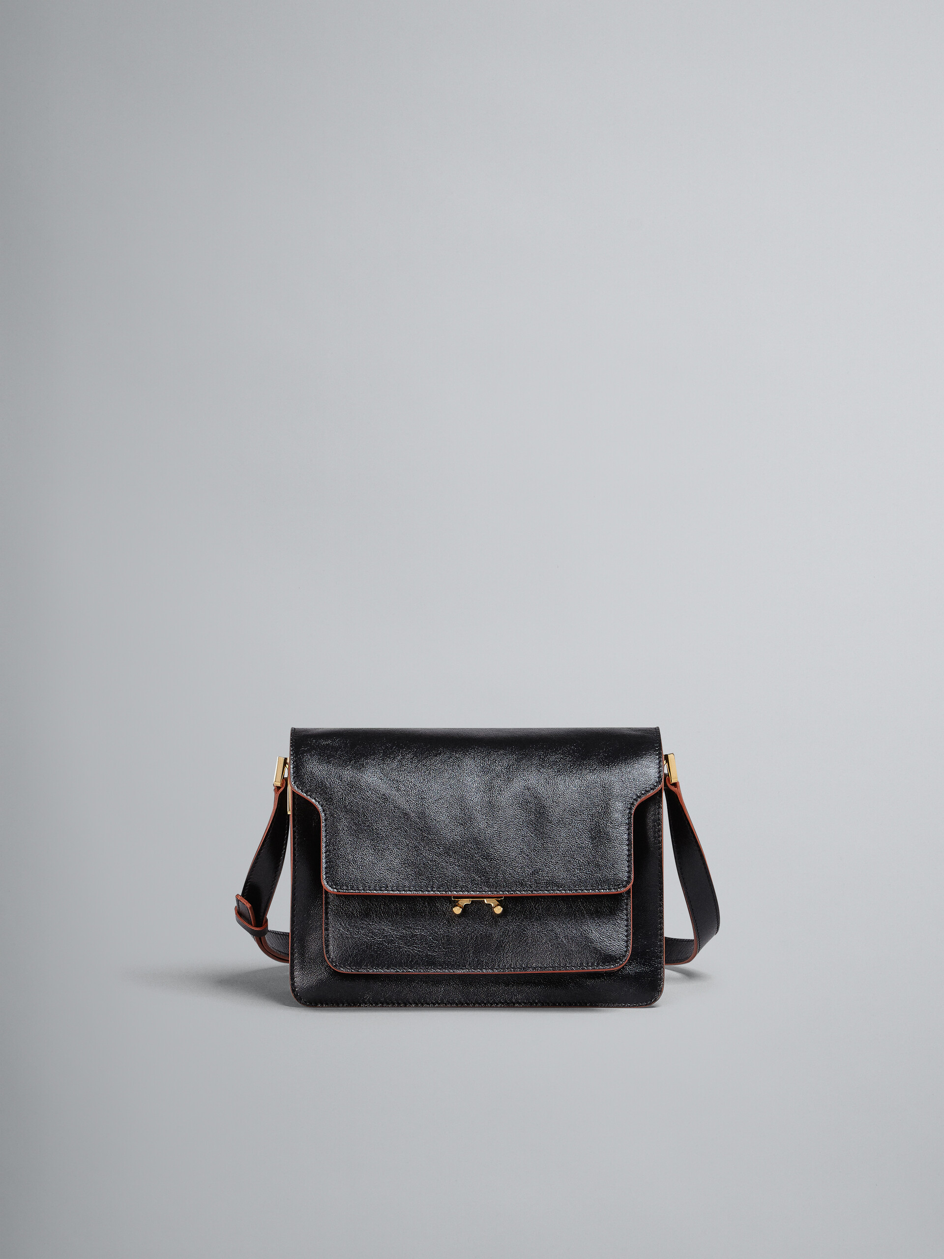 Black tumbled calf medium TRUNK SOFT bag - Shoulder Bags - Image 1
