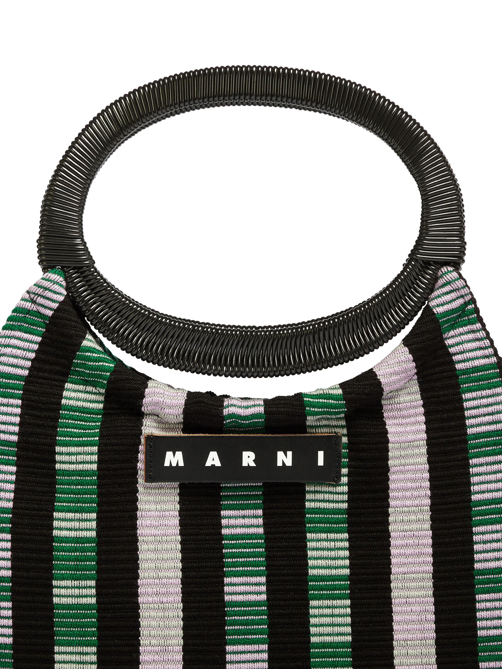 MARNI MARKET BOAT bag in multicolor lilac striped cotton - Furniture - Image 4
