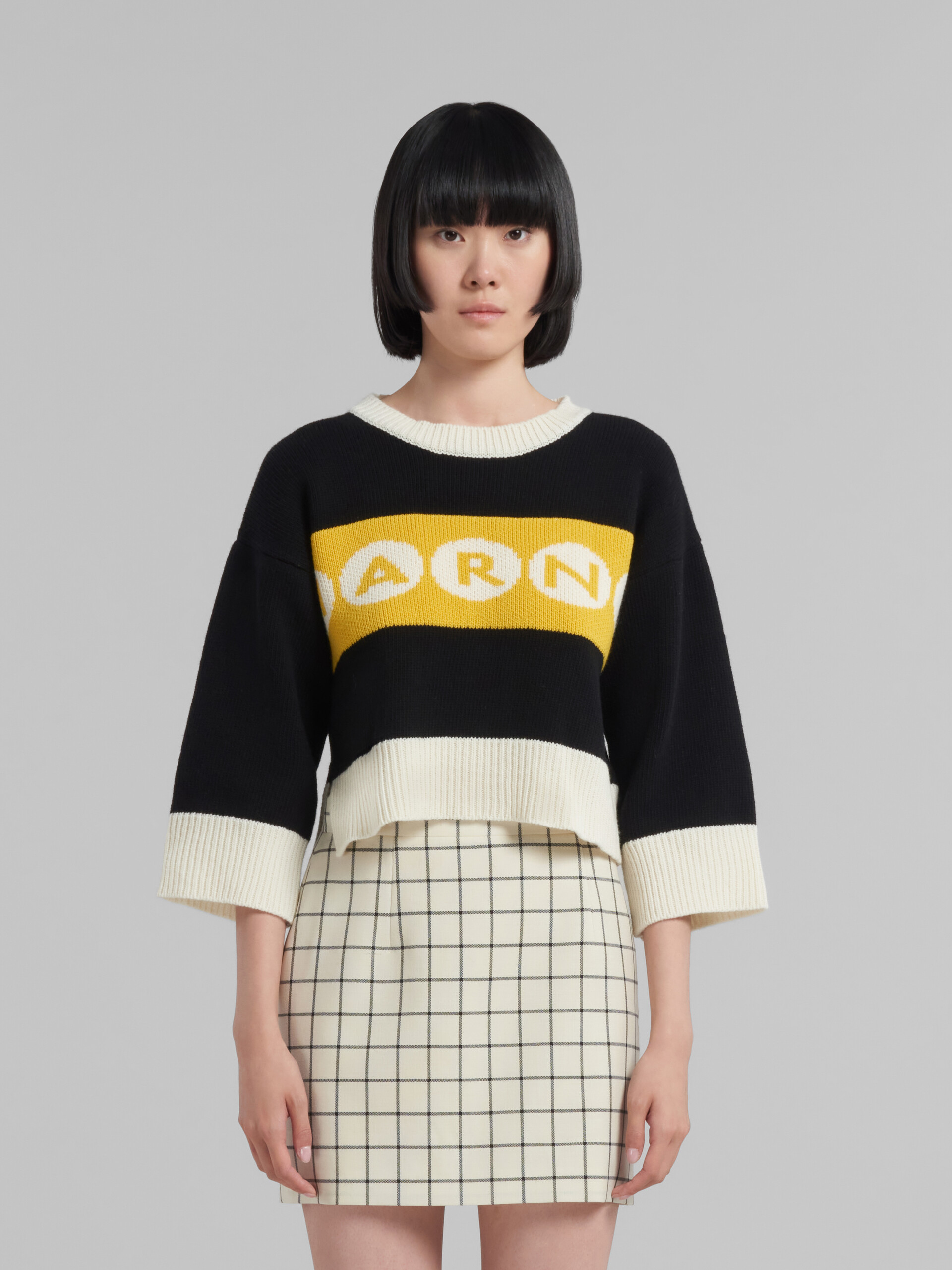 Black wool jumper with polka-dot logo - Pullovers - Image 2
