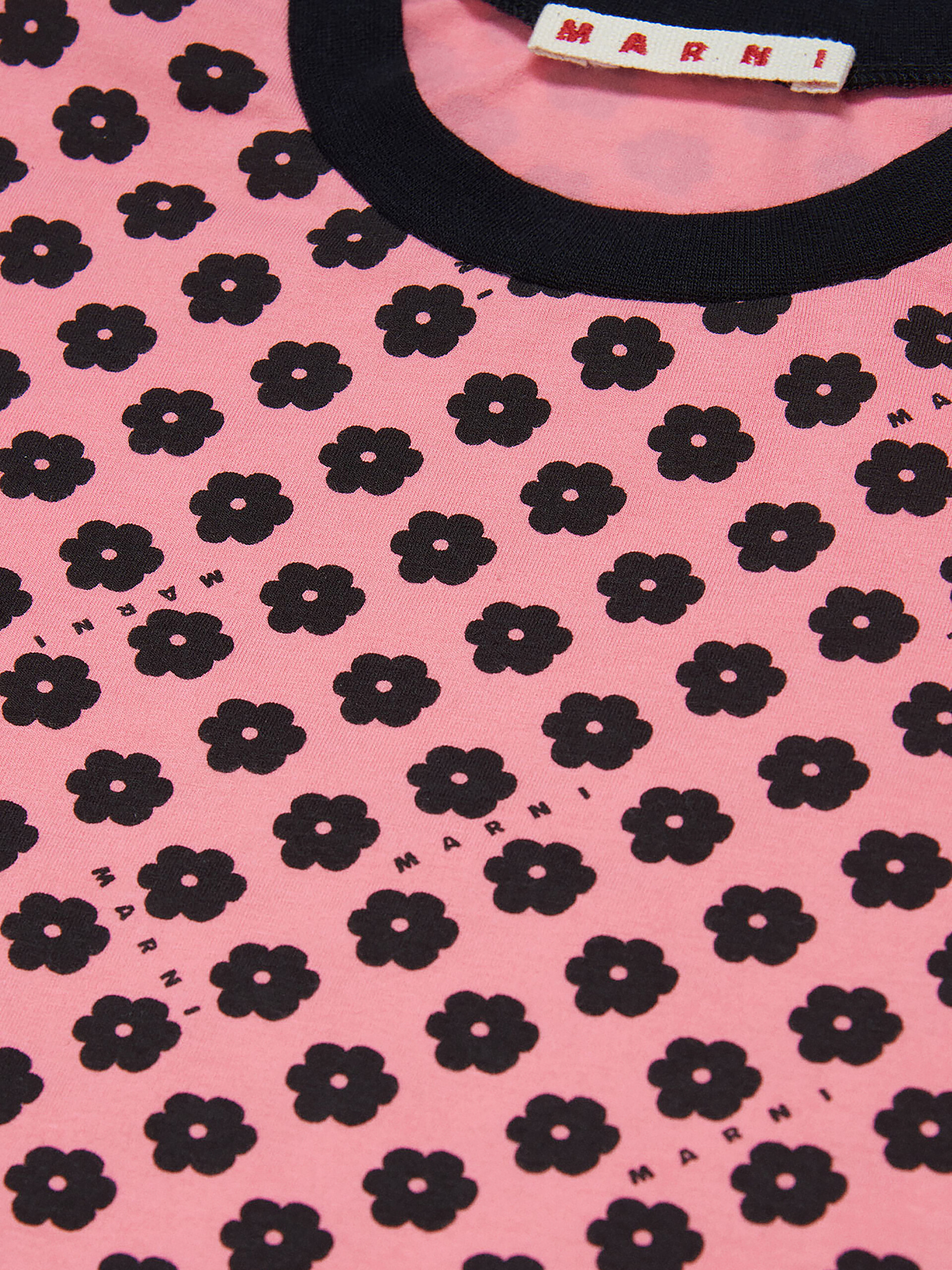ピンク フラワーモチーフ ストレッチジャージー製ビーチドレス - スイムウェア - Image 3