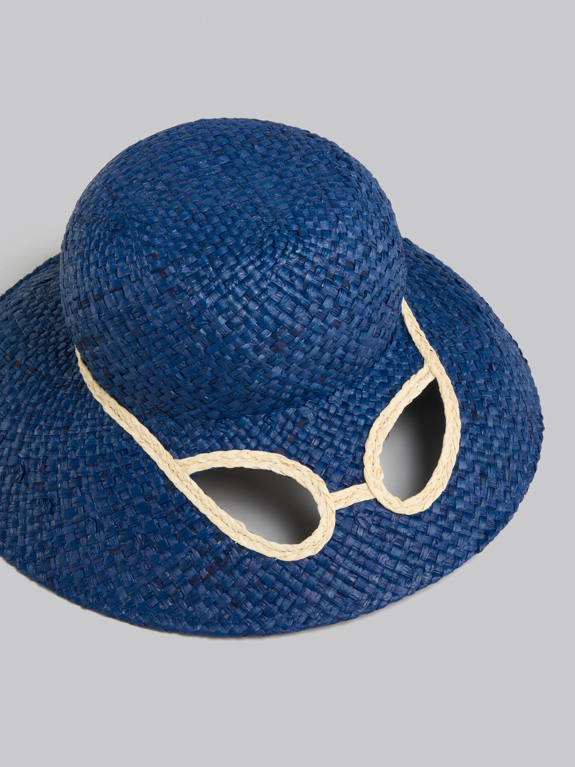 Marni x No Vacancy Inn - Blue hat in raffia with cut-outs - Hats - Image 4