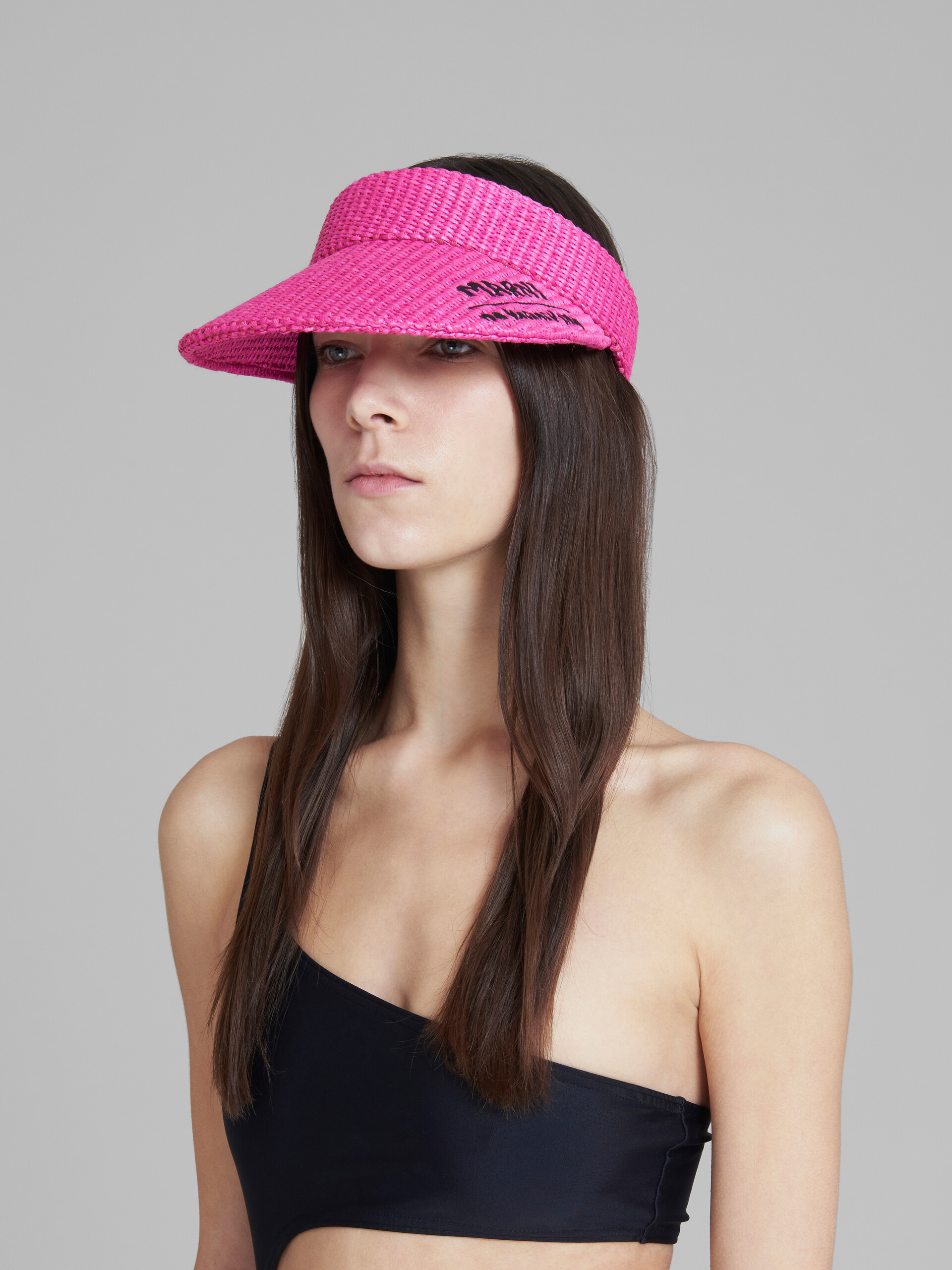 Marni x No Vacancy Inn - Fuchsia visor in raffia fabric - Hats - Image 2